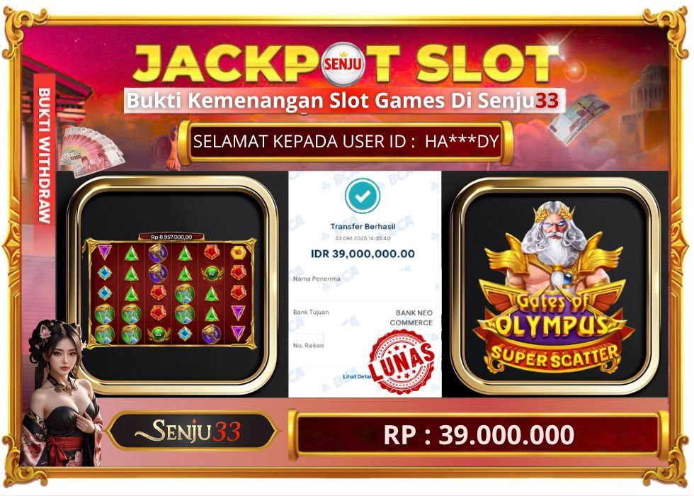 🎰 SENJU33 JACKPOT SLOT Rp. 39.000.000 LUNAS 🎉