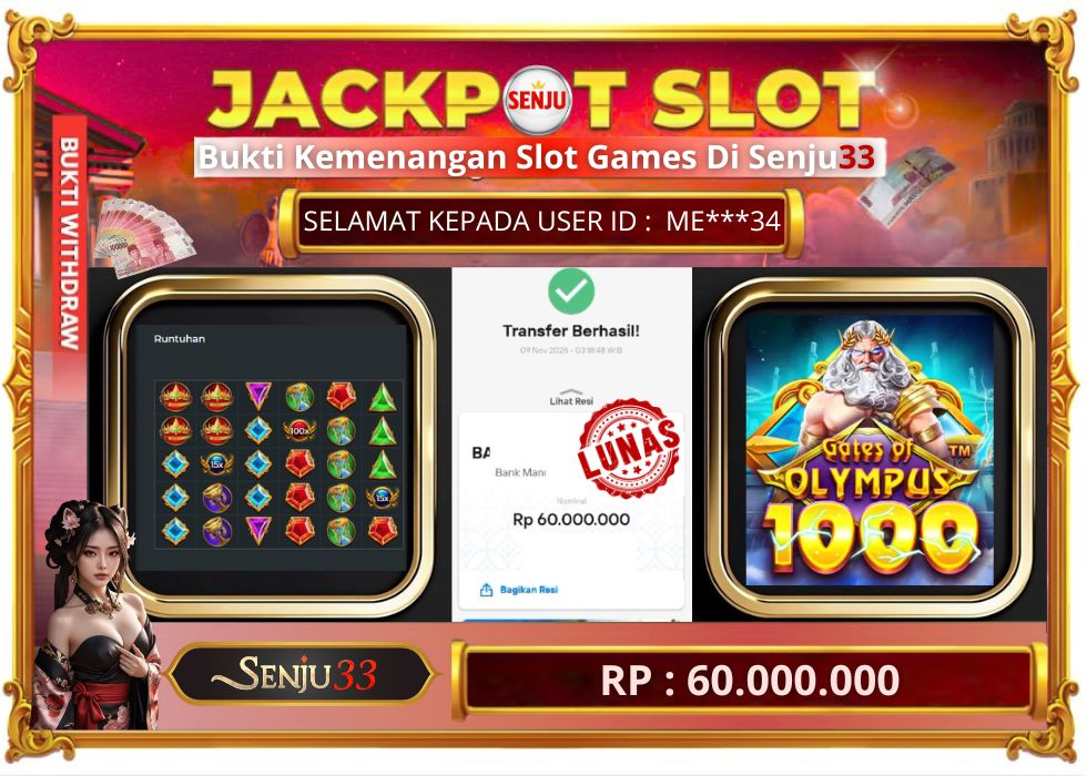 🎰 SENJU33 JACKPOT SLOT Rp. 60.000.000 LUNAS 🎉