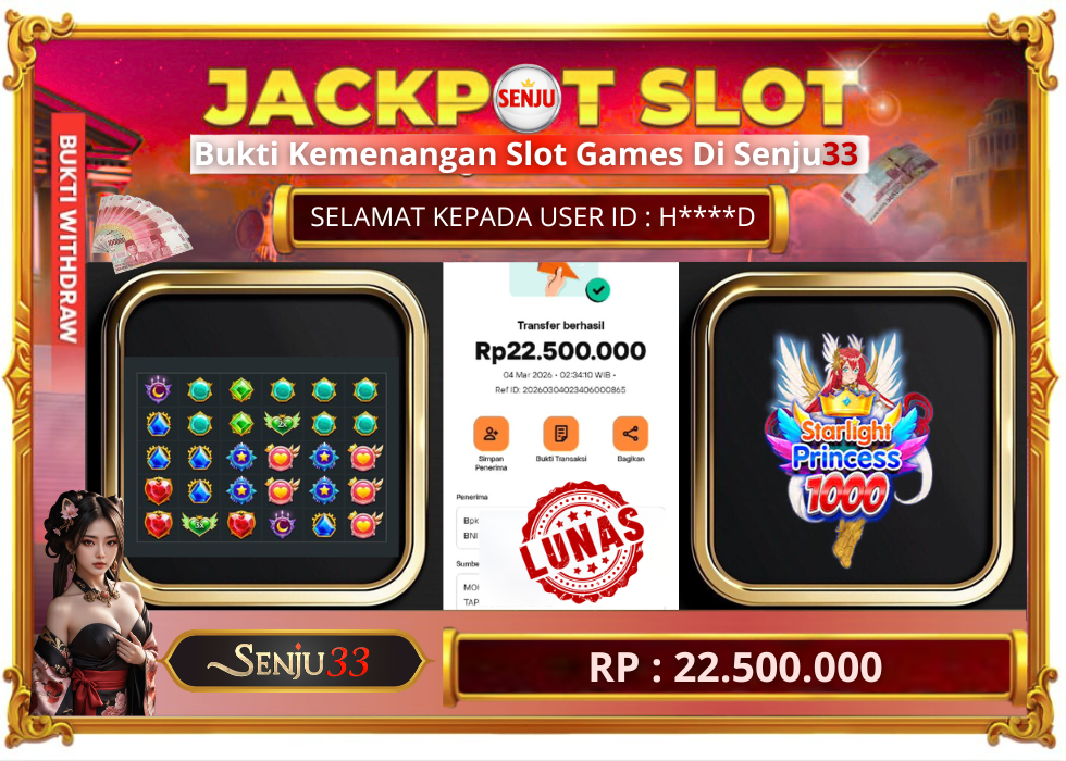 🎰 SENJU33 JACKPOT SLOT Rp. 22.500.000 LUNAS 🎉