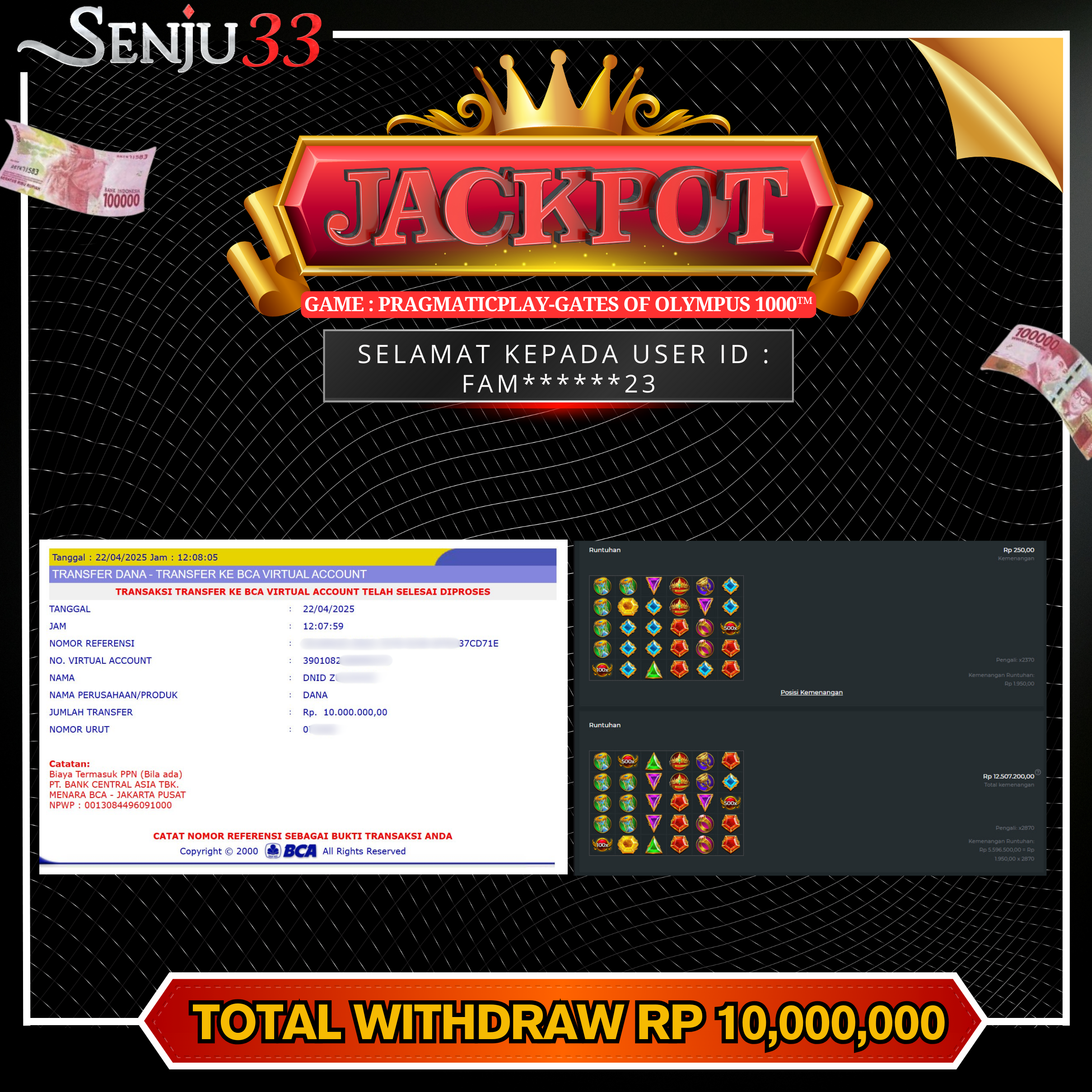 🎰 SENJU33 JACKPOT SLOT Rp. 10.000.000 LUNAS 🎉