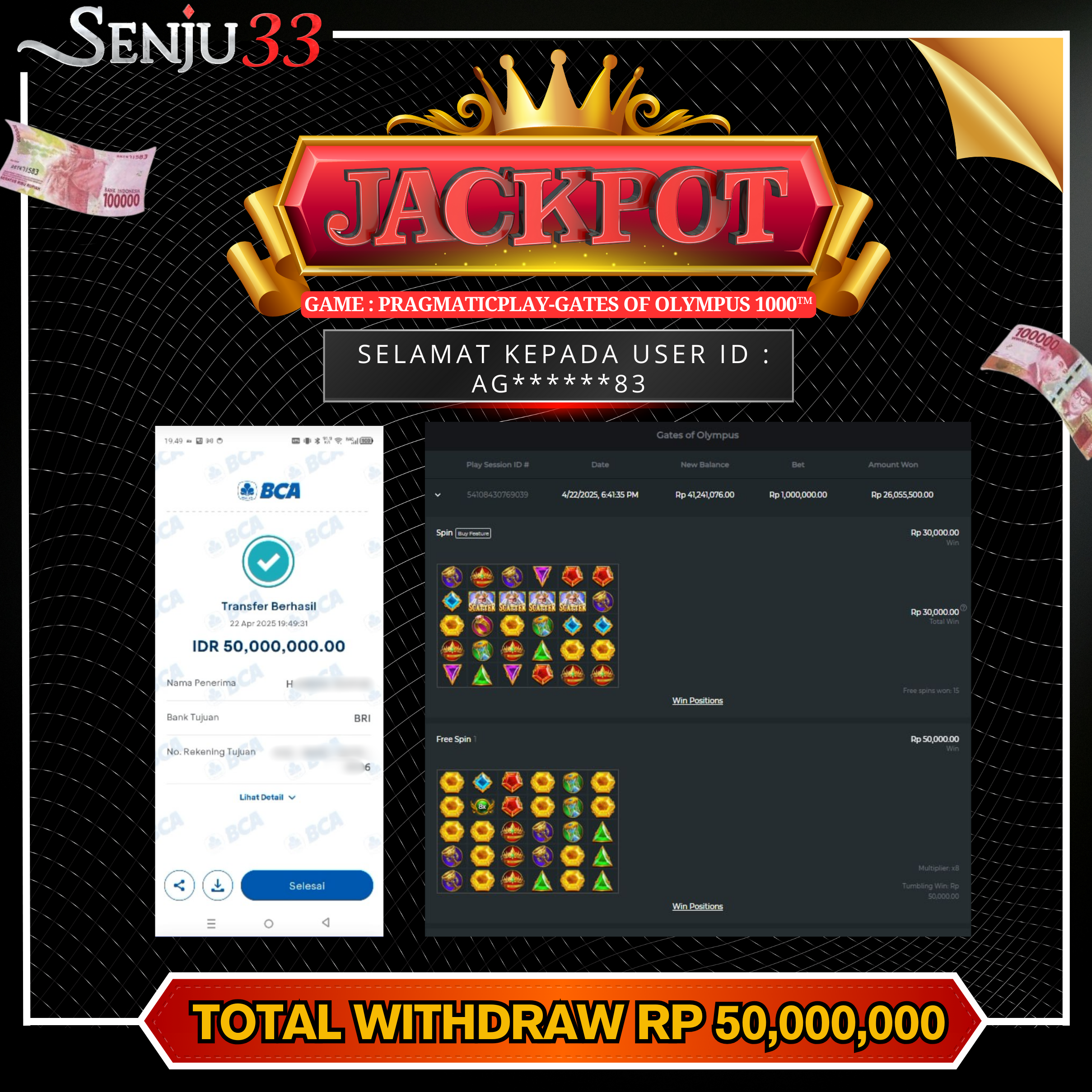 🎰 SENJU33 JACKPOT SLOT Rp. 50.000.000 LUNAS 🎉