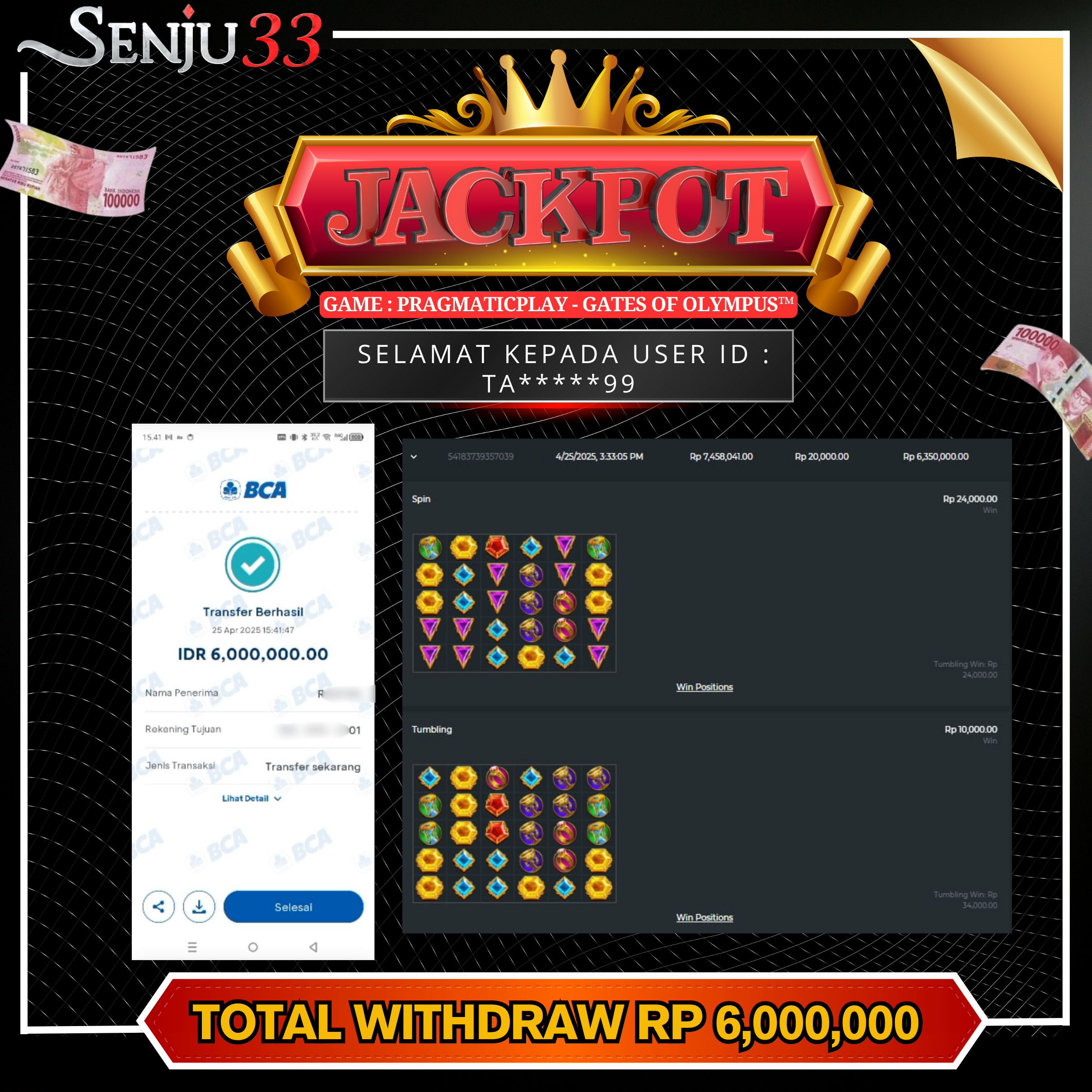 🎰 SENJU33 JACKPOT SLOT Rp. 6.000.000 LUNAS 🎉