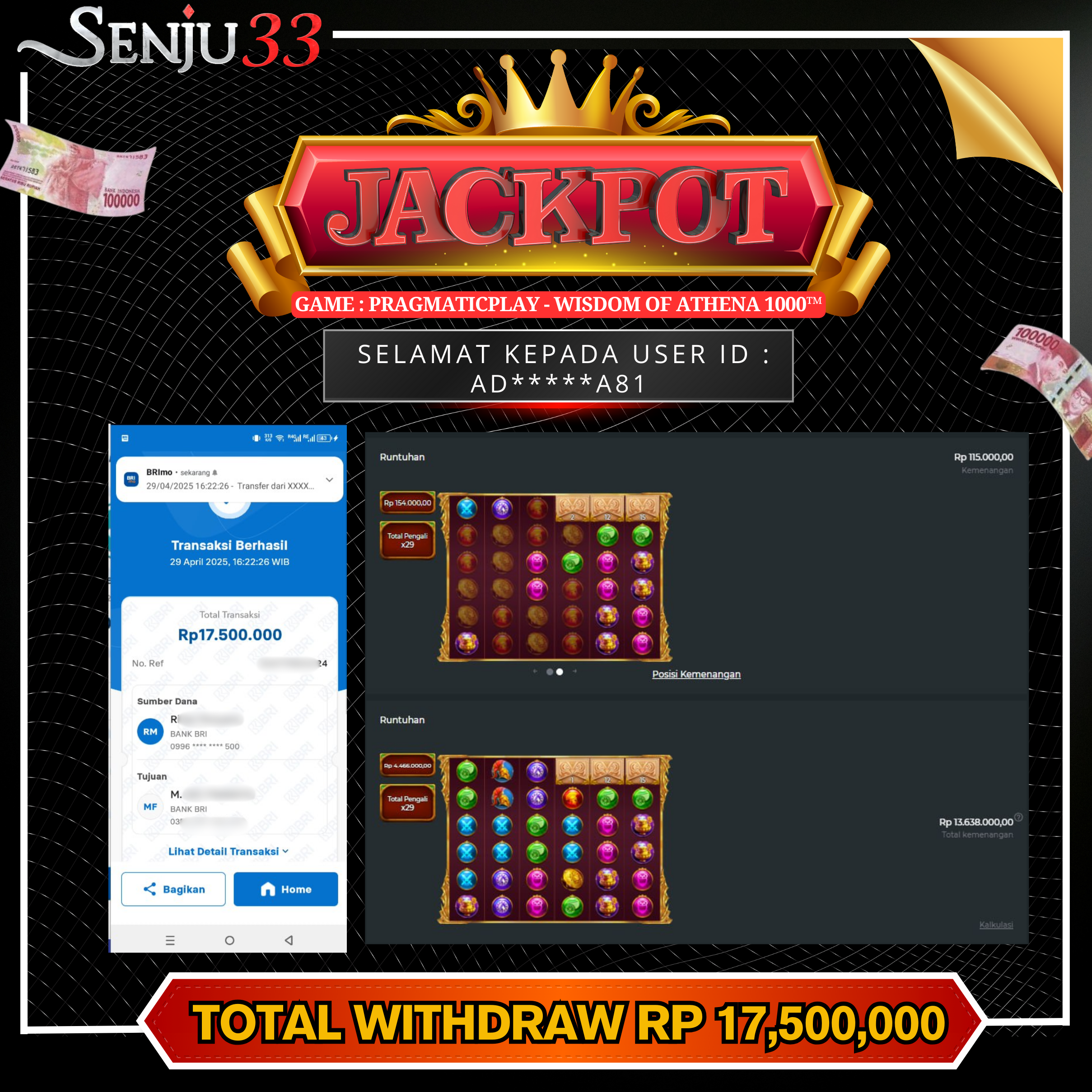 🎰 SENJU33 JACKPOT SLOT Rp. 17.500.000 LUNAS 🎉
