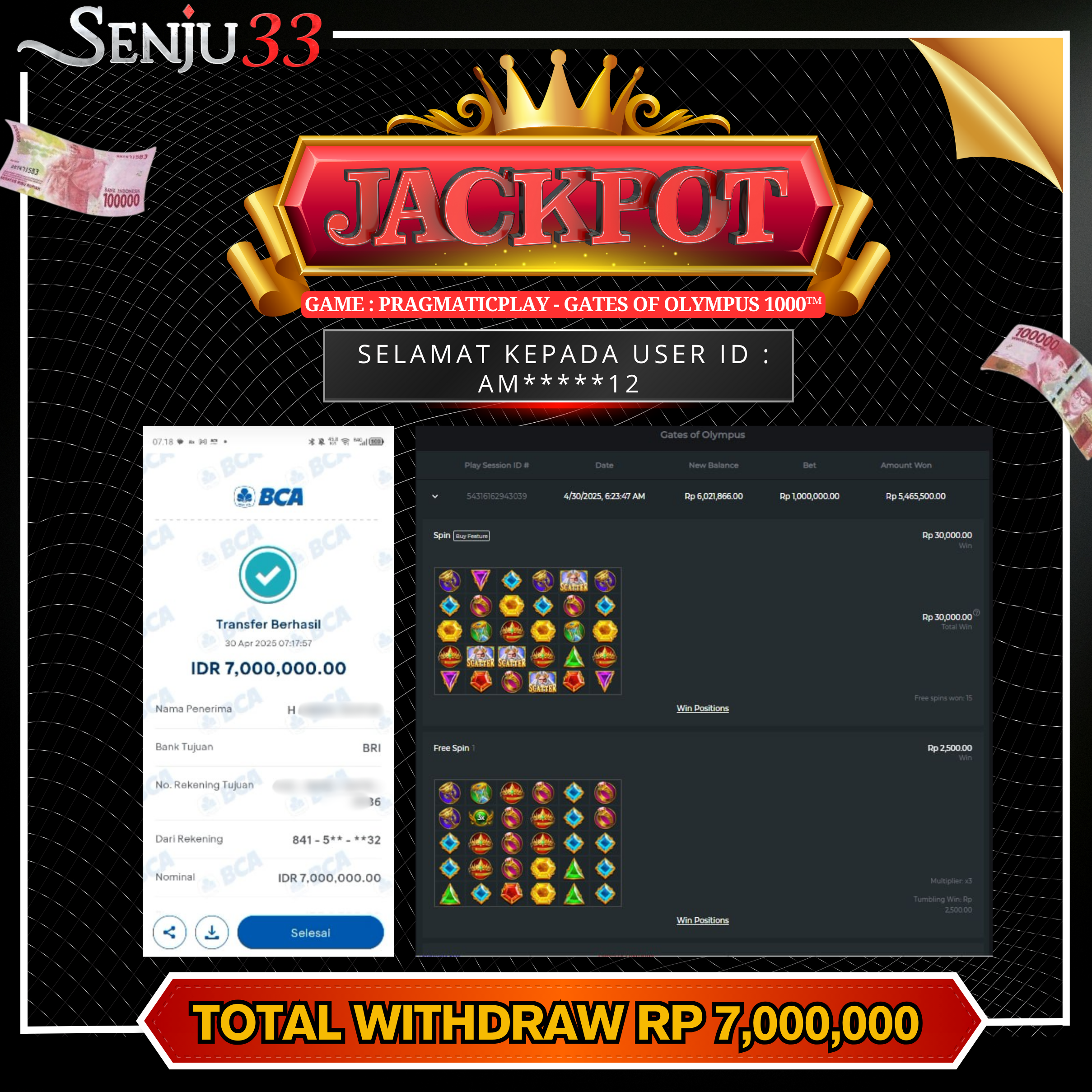 🎰 SENJU33 JACKPOT SLOT Rp. 7.000.000 LUNAS 🎉