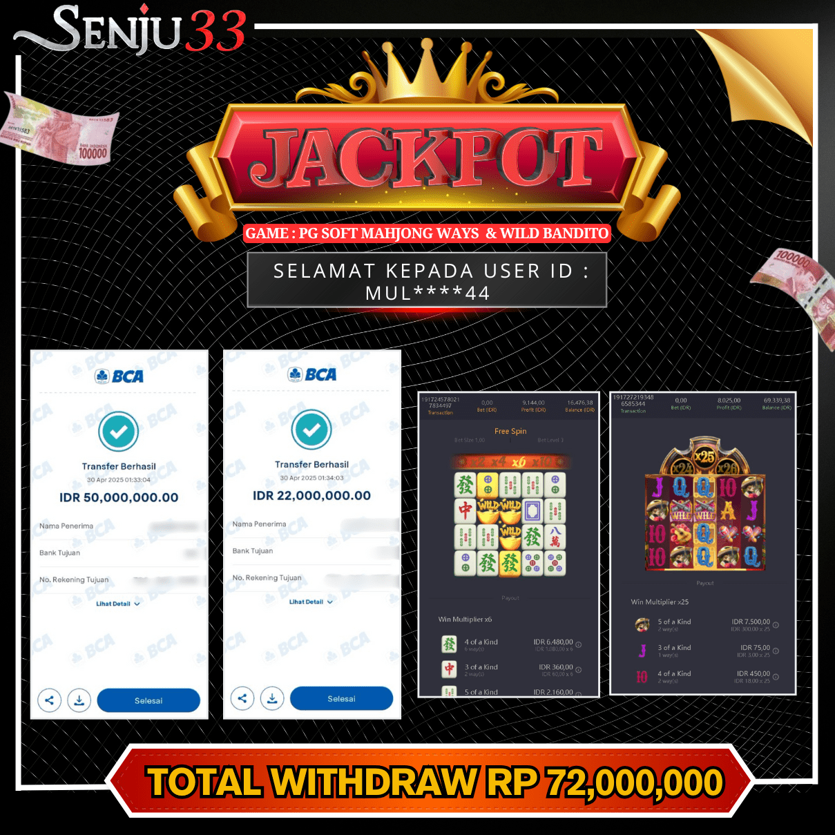 🎰 SENJU33 JACKPOT SLOT Rp. 72.000.000 LUNAS 🎉