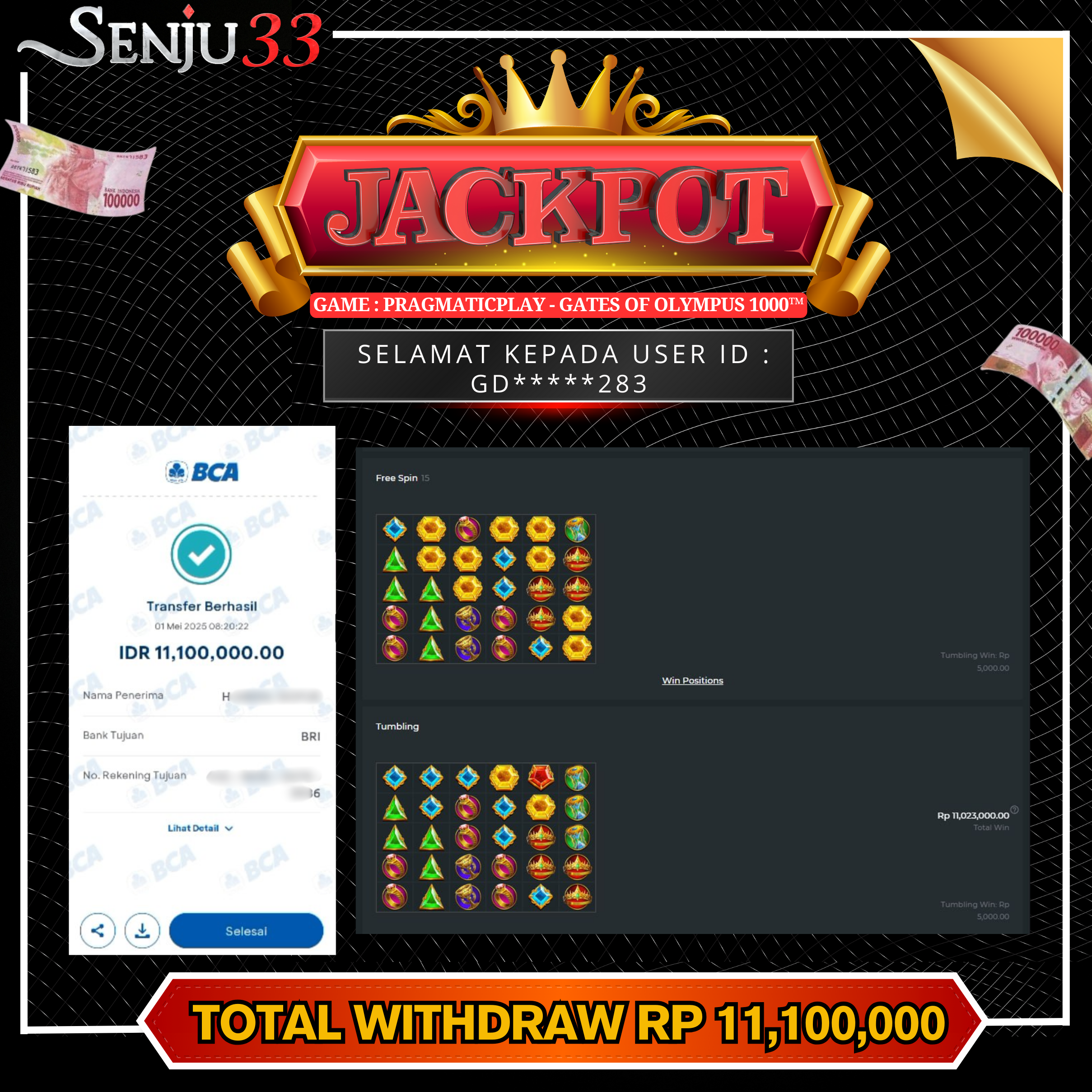 🎰 SENJU33 JACKPOT SLOT Rp. 11.100.000 LUNAS 🎉