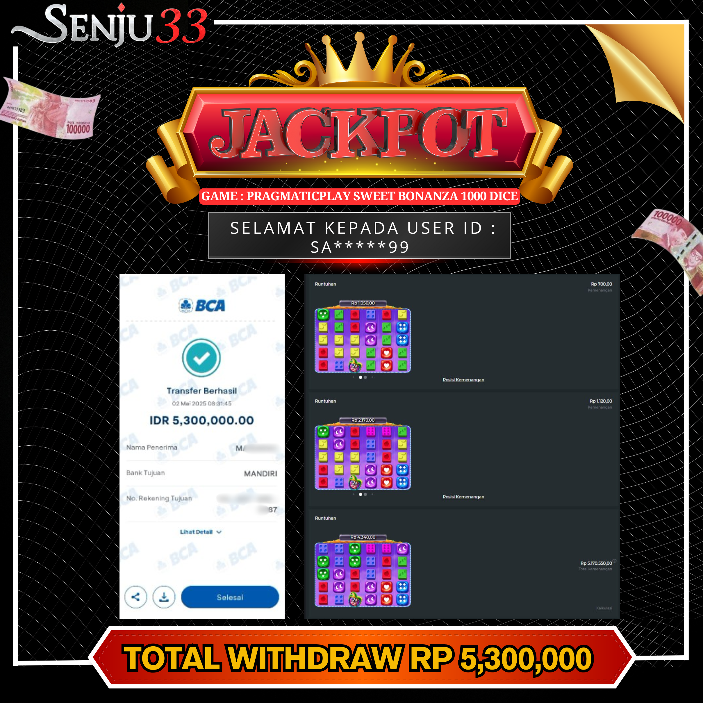 🎰 SENJU33 JACKPOT SLOT Rp. 5.300.000 LUNAS 🎉