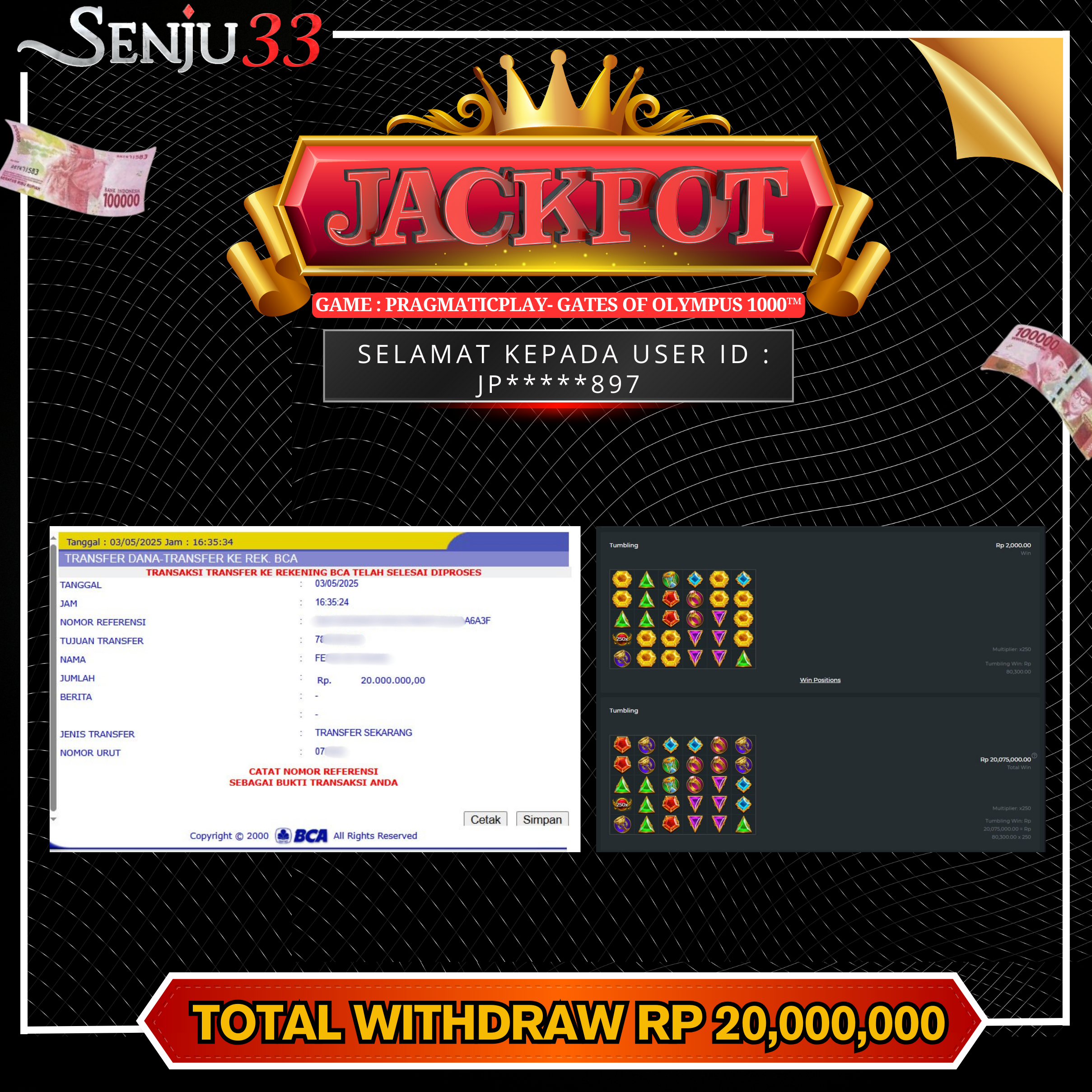 🎰 SENJU33 JACKPOT SLOT Rp. 20.000.000 LUNAS 🎉