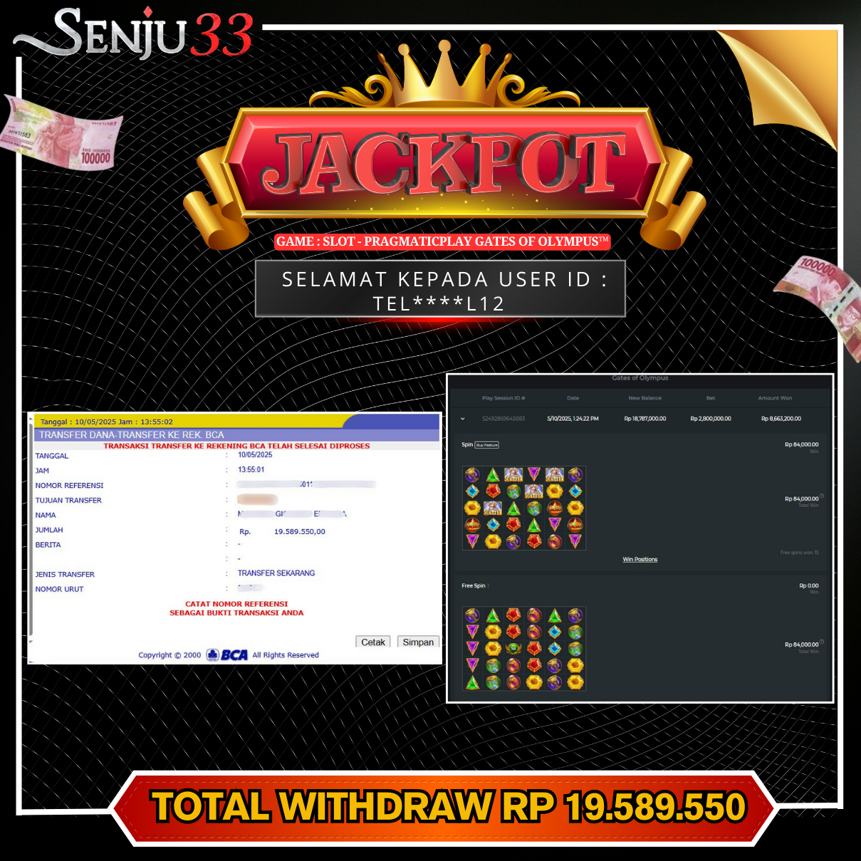 🎰 SENJU33 JACKPOT SLOT Rp. 19.589.550 LUNAS 🎉
