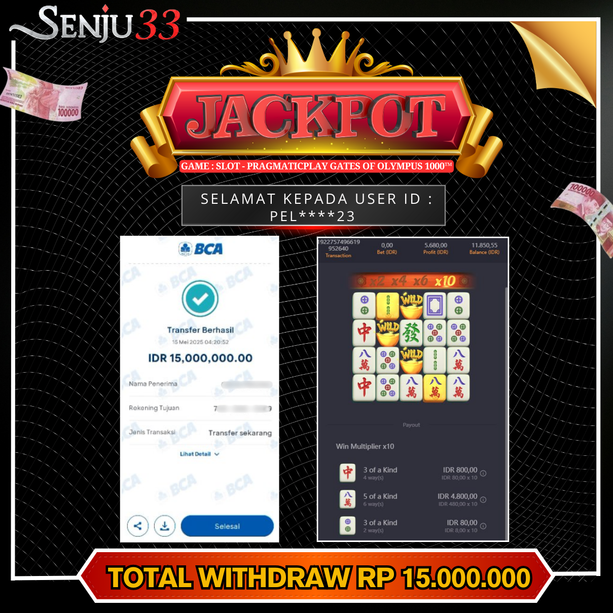 🎰 SENJU33 JACKPOT SLOT Rp. 15.000.000 LUNAS 🎉