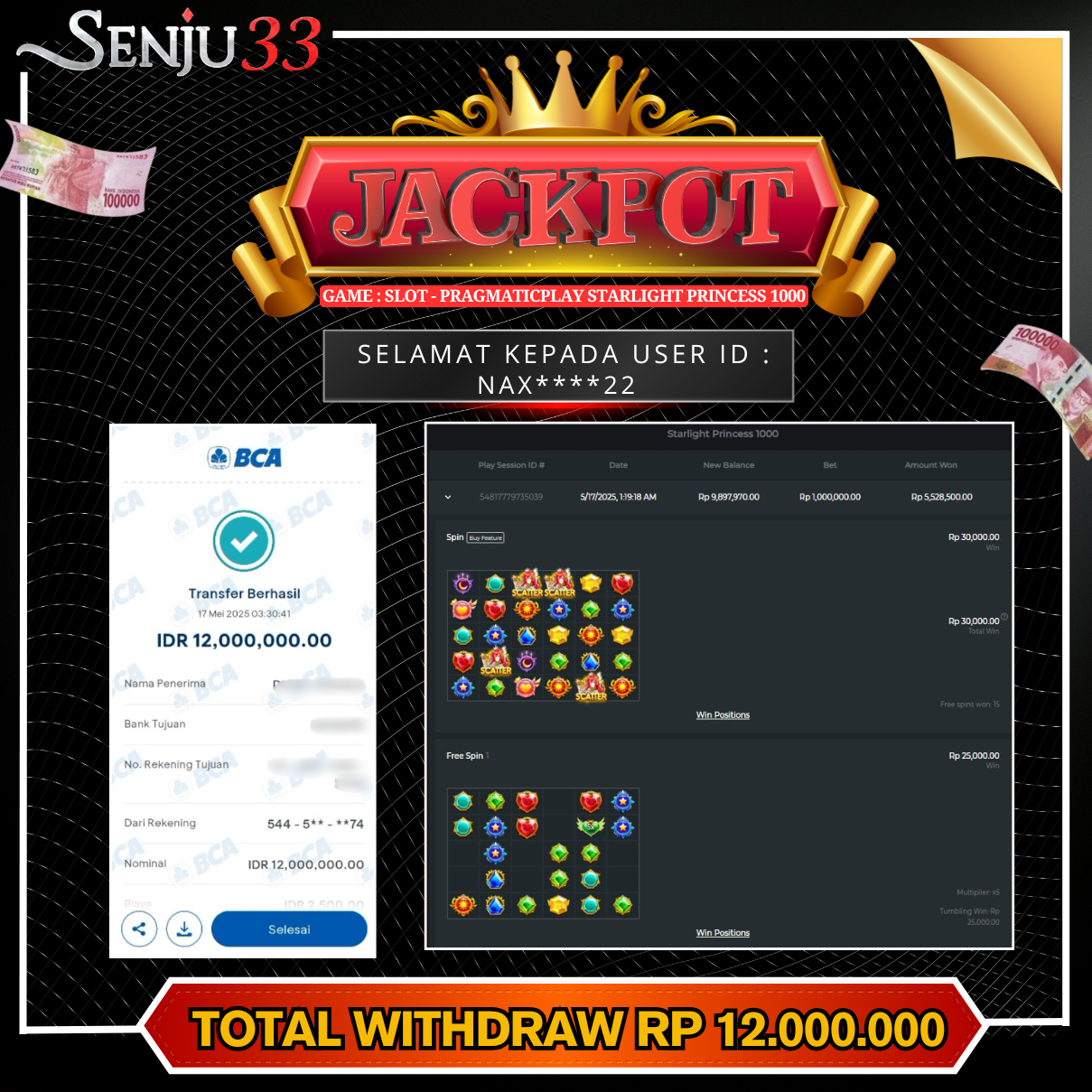 🎰 SENJU33 JACKPOT SLOT Rp. 12.000.000 LUNAS 🎉