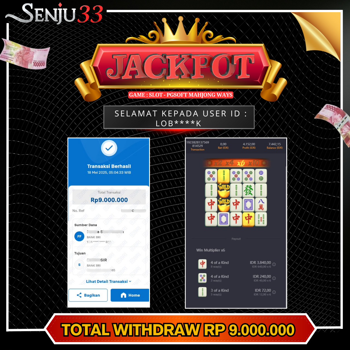 🎰 SENJU33 JACKPOT SLOT Rp. 9.000.000 LUNAS 🎉