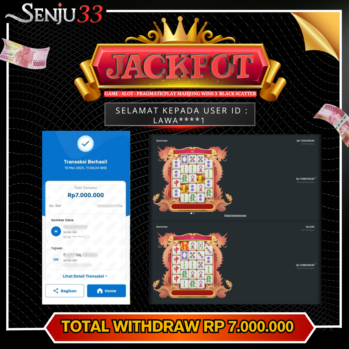 🎰 SENJU33 JACKPOT SLOT Rp. 7.000.000 LUNAS 🎉