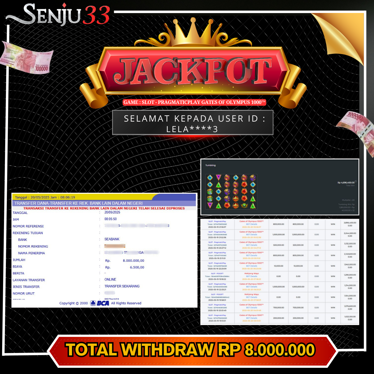🎰 SENJU33 JACKPOT SLOT Rp. 8.000.000 LUNAS 🎉