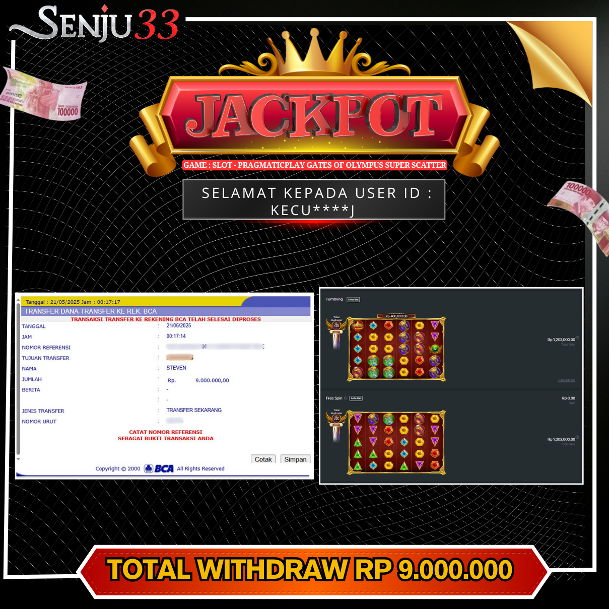 🎰 SENJU33 JACKPOT SLOT Rp. 9.000.000 LUNAS 🎉