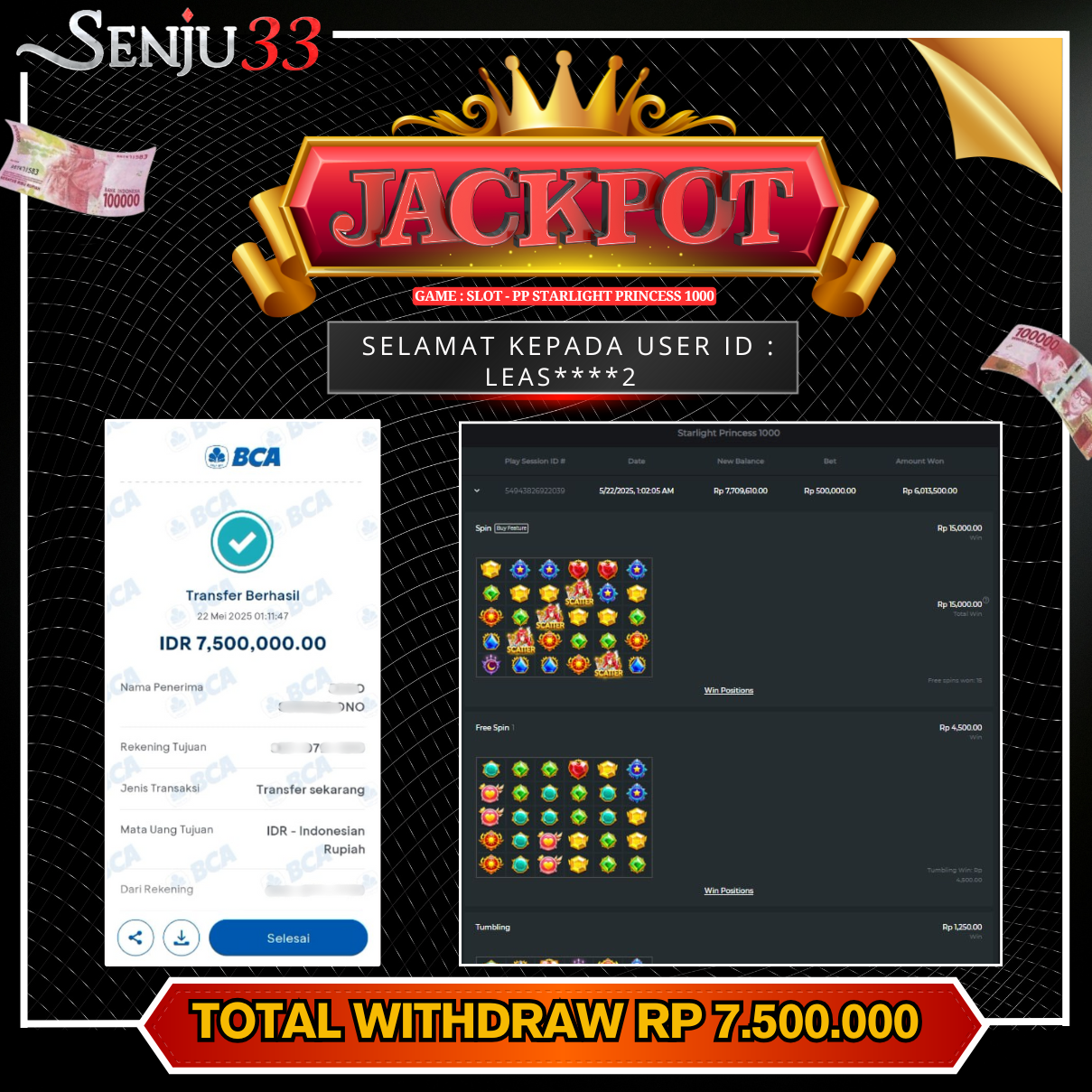 🎰 SENJU33 JACKPOT SLOT Rp. 7.500.000 LUNAS 🎉