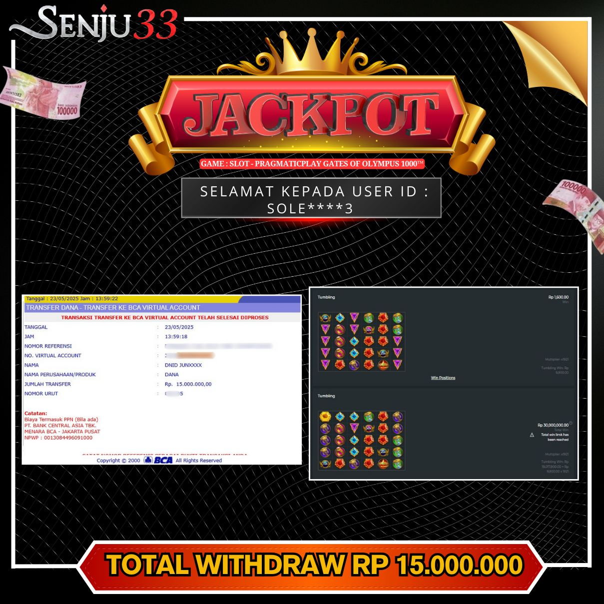 🎰 SENJU33 JACKPOT SLOT Rp. 15.000.000 LUNAS 🎉
