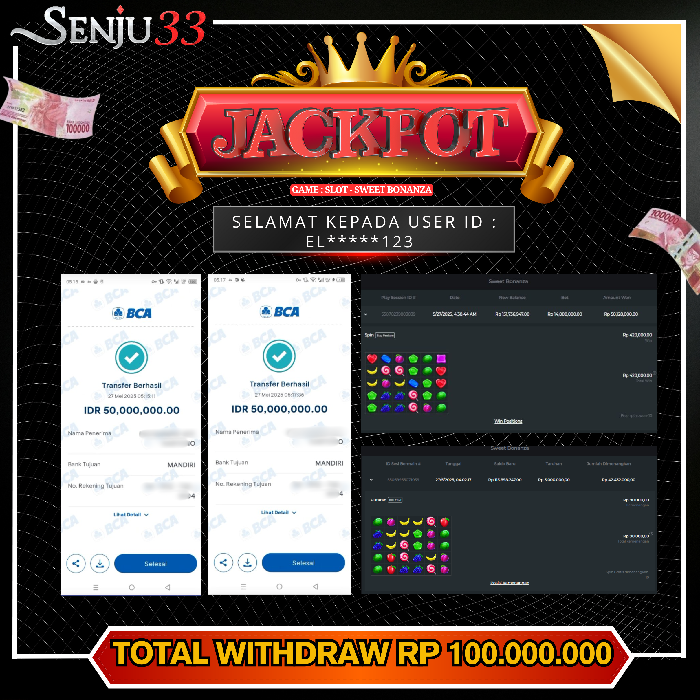 🎰 SENJU33 JACKPOT SLOT Rp. 100.000.000 LUNAS 🎉