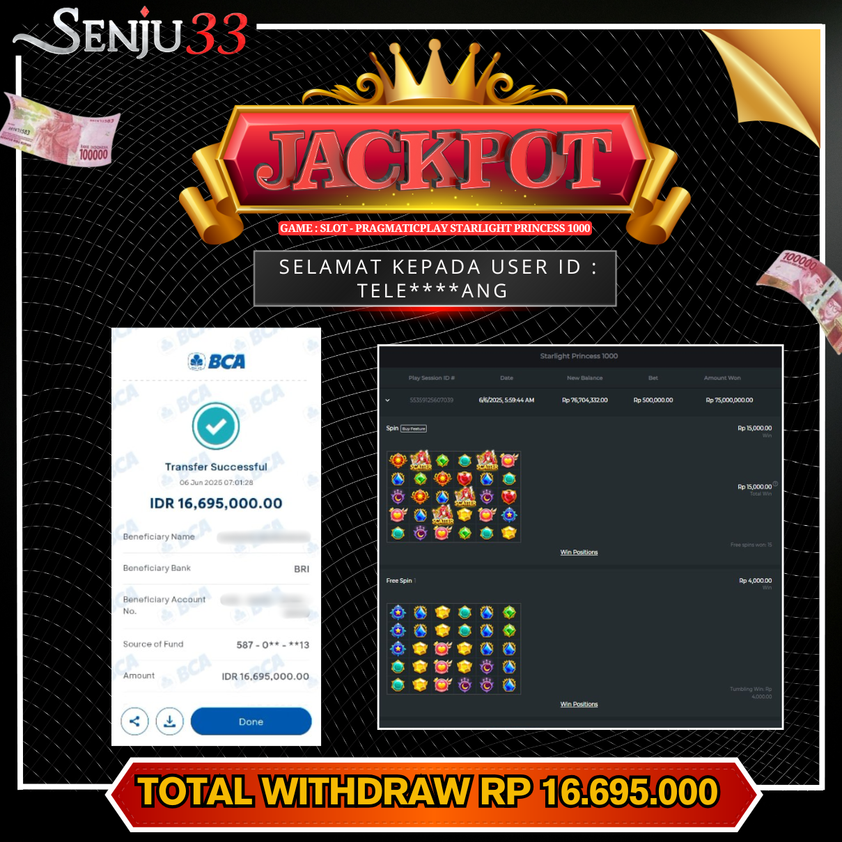 🎰 SENJU33 JACKPOT SLOT Rp. 16.695.000 LUNAS 🎉