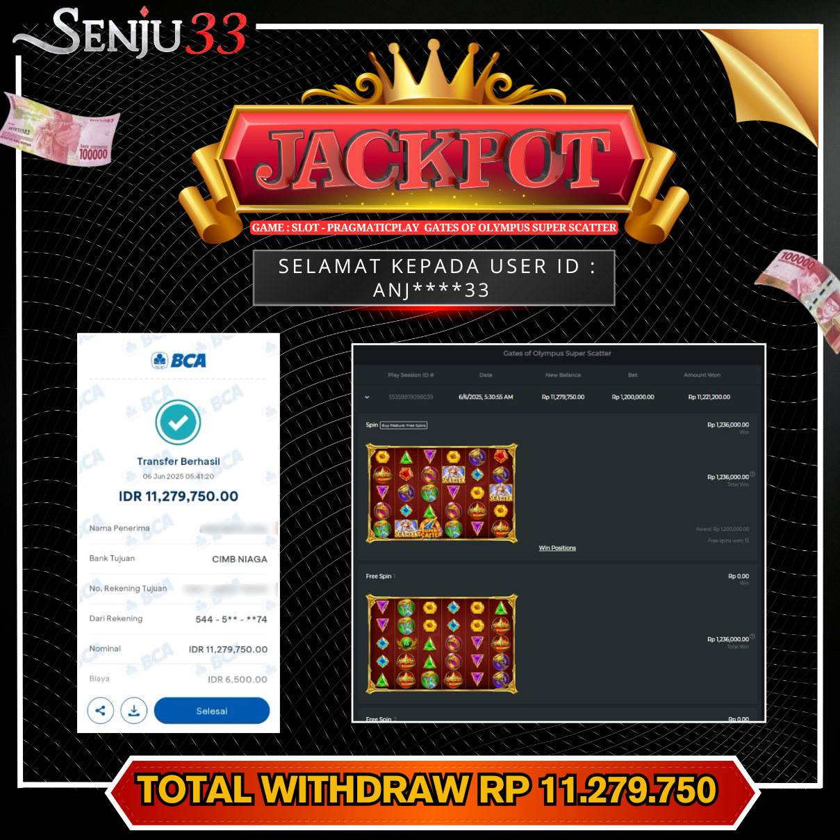 🎰 SENJU33 JACKPOT SLOT Rp. 11.279.750 LUNAS 🎉