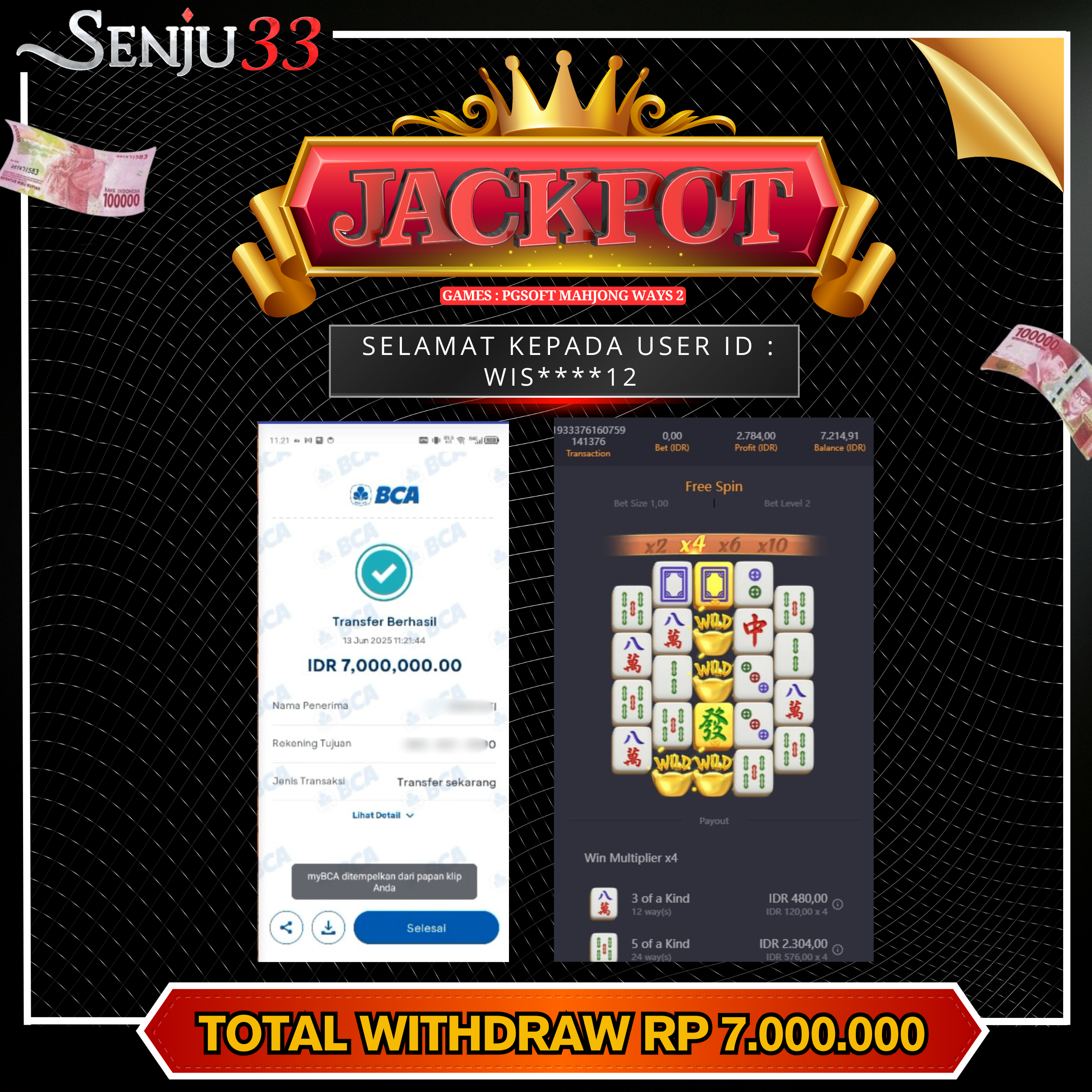 🎰 SENJU33 JACKPOT SLOT Rp. 7.000.000 LUNAS 🎉