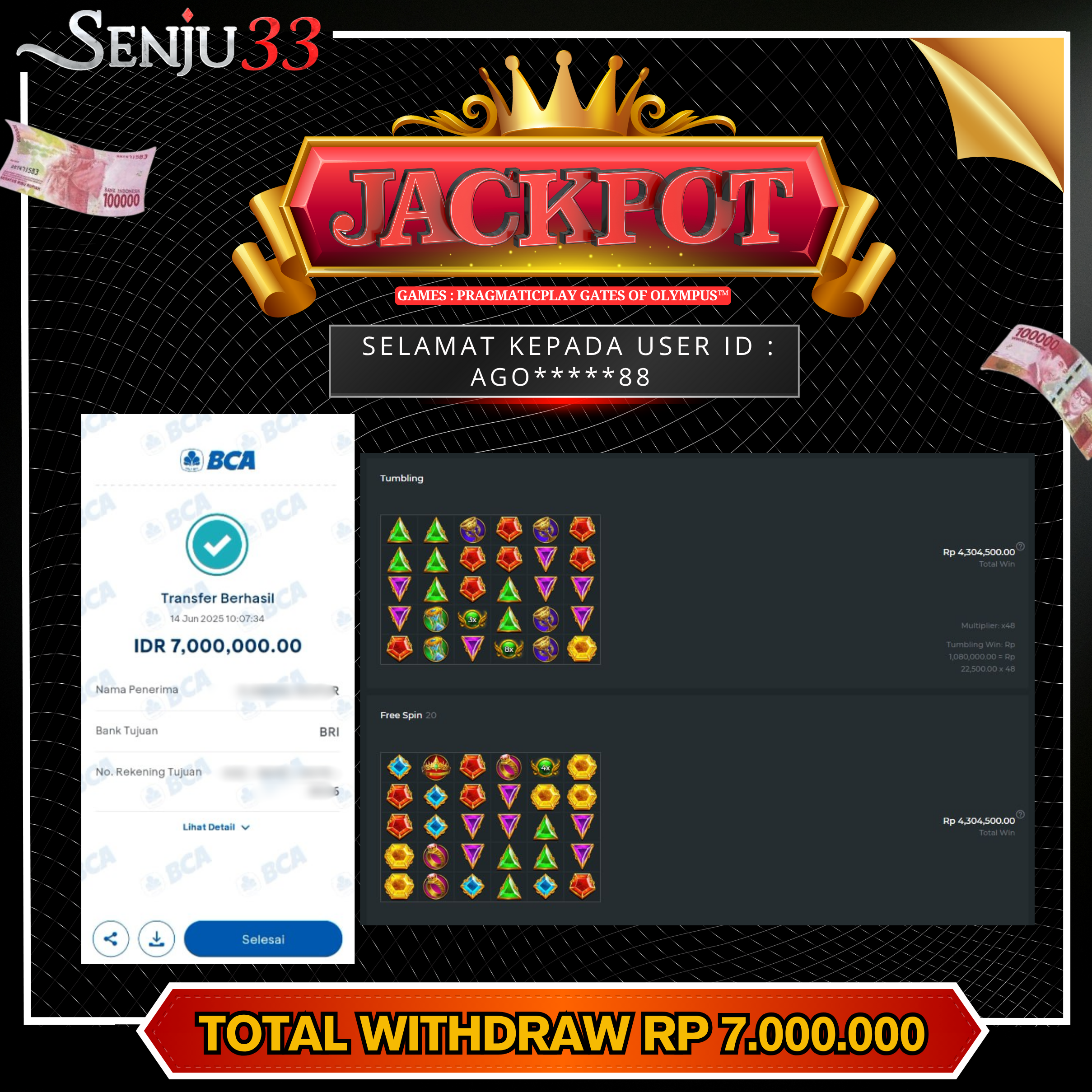 🎰 SENJU33 JACKPOT SLOT Rp. 7.000.000 LUNAS 🎉