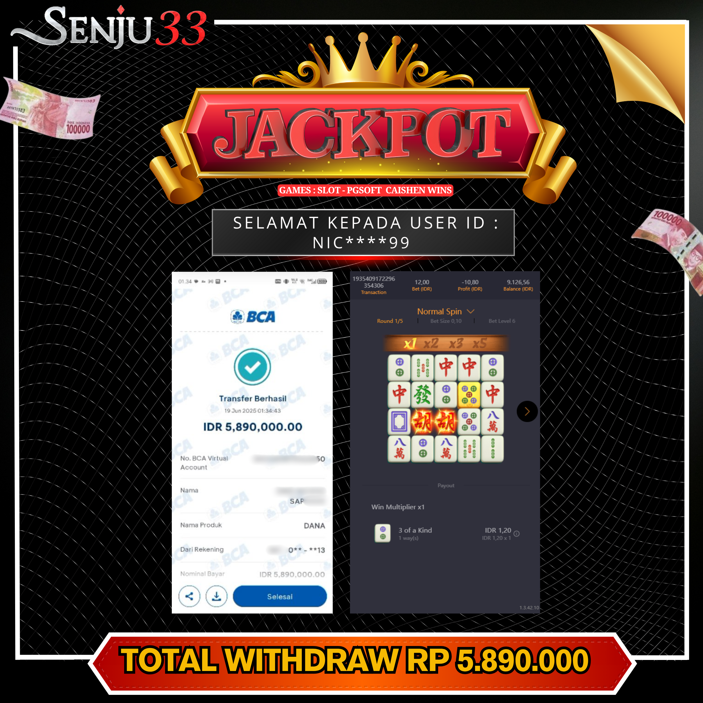 🎰 SENJU33 JACKPOT SLOT Rp. 5.890.000 LUNAS 🎉