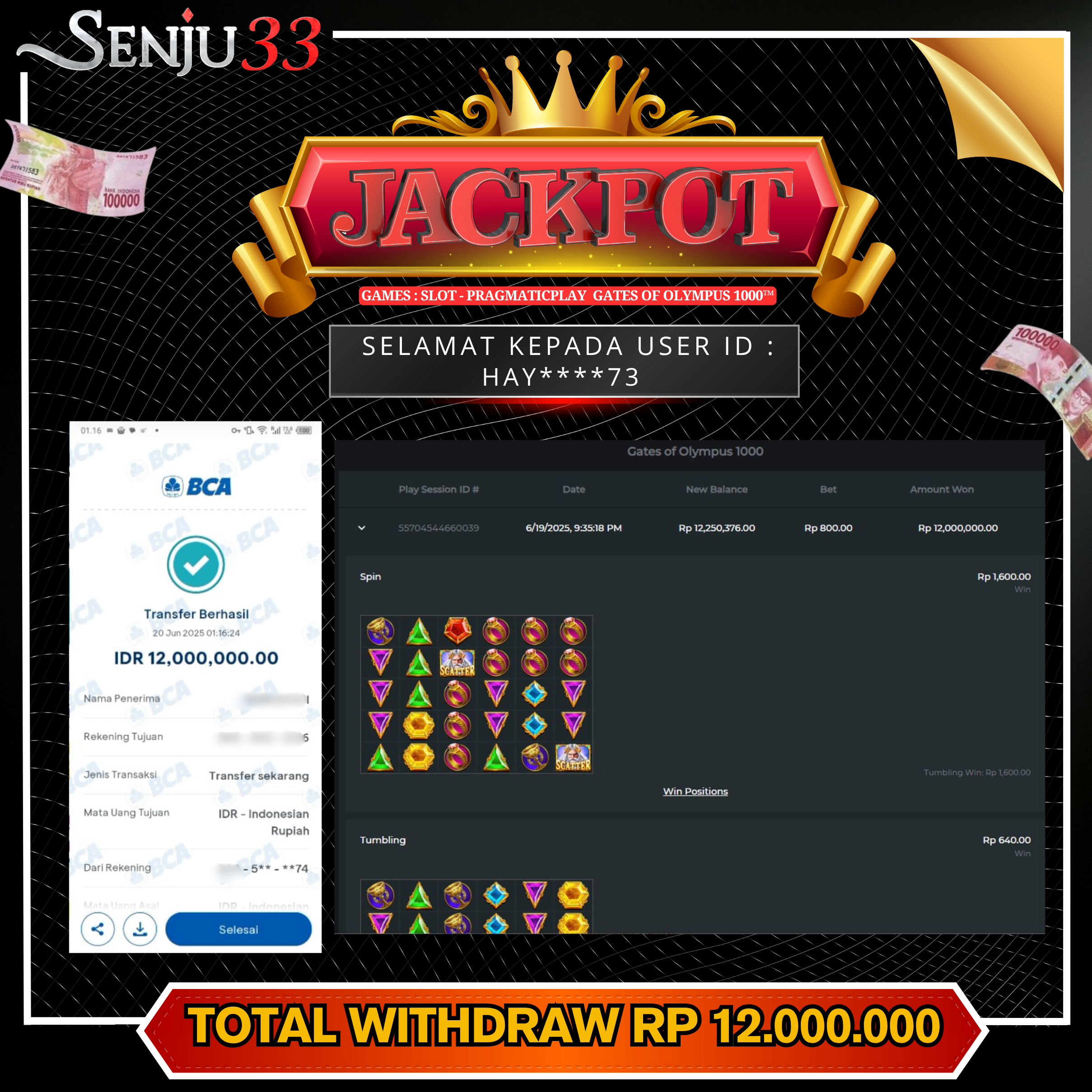 🎰 SENJU33 JACKPOT SLOT Rp. 12.000.000 LUNAS 🎉