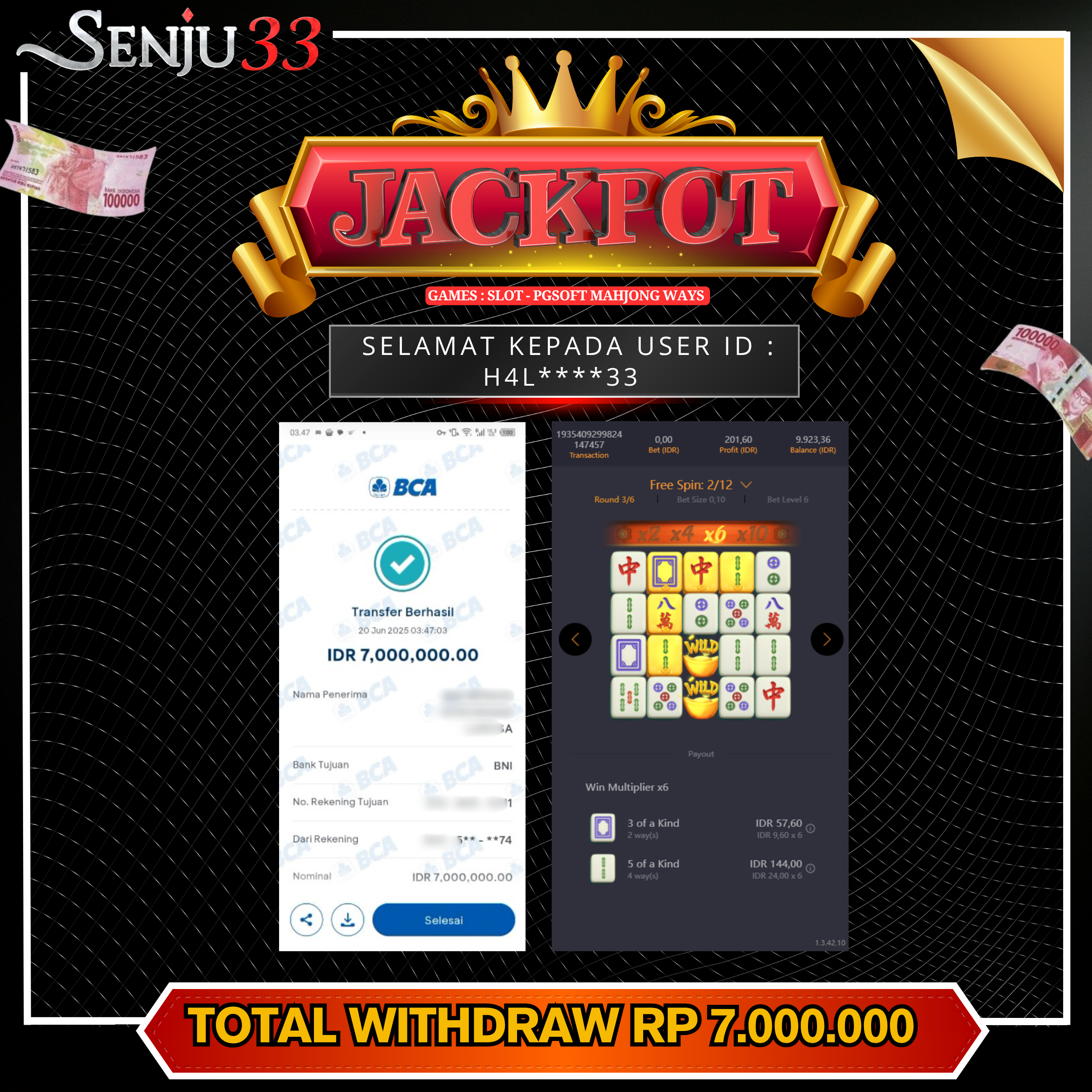 🎰 SENJU33 JACKPOT SLOT Rp. 7.000.000 LUNAS 🎉