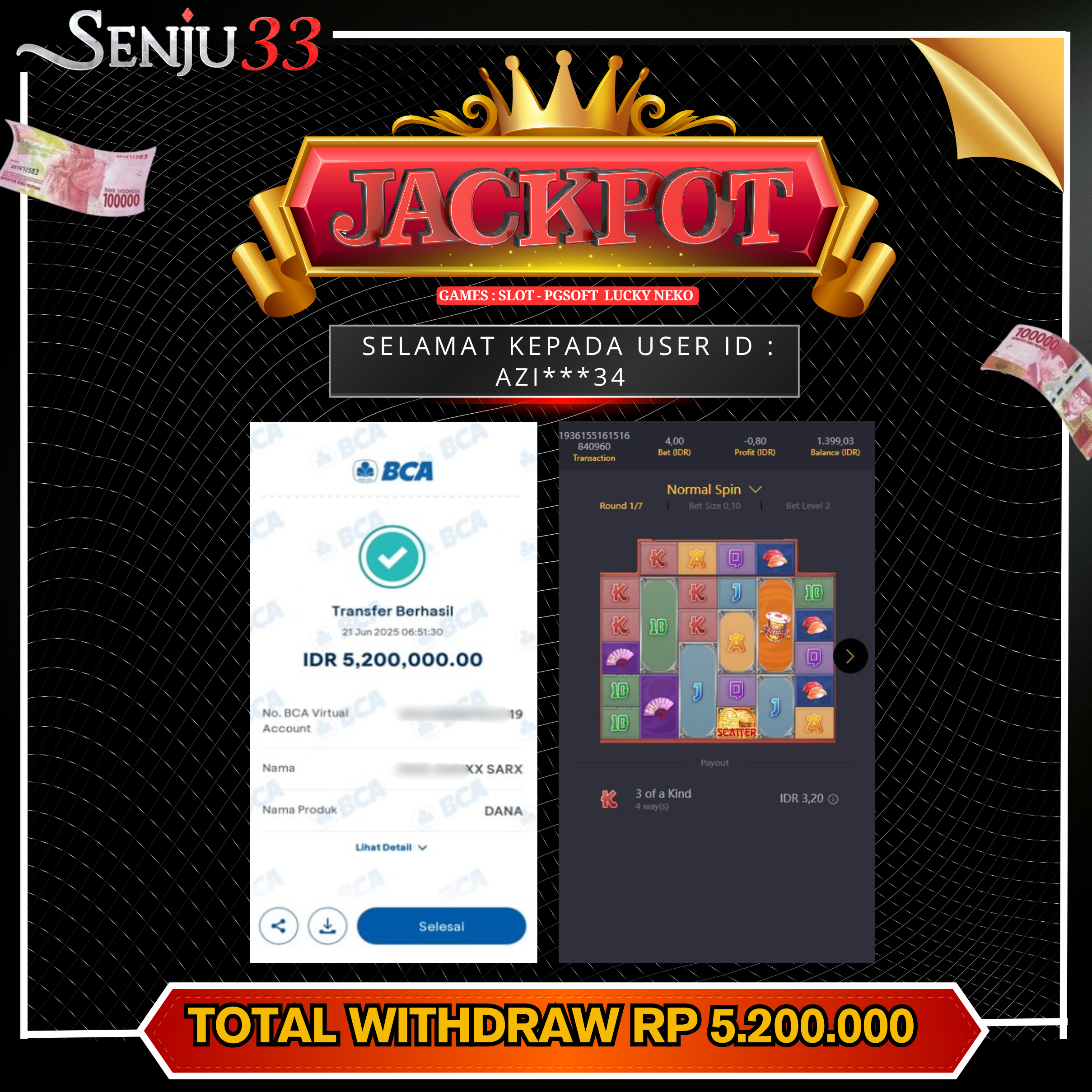 🎰 SENJU33 JACKPOT SLOT Rp. 5.200.000 LUNAS 🎉