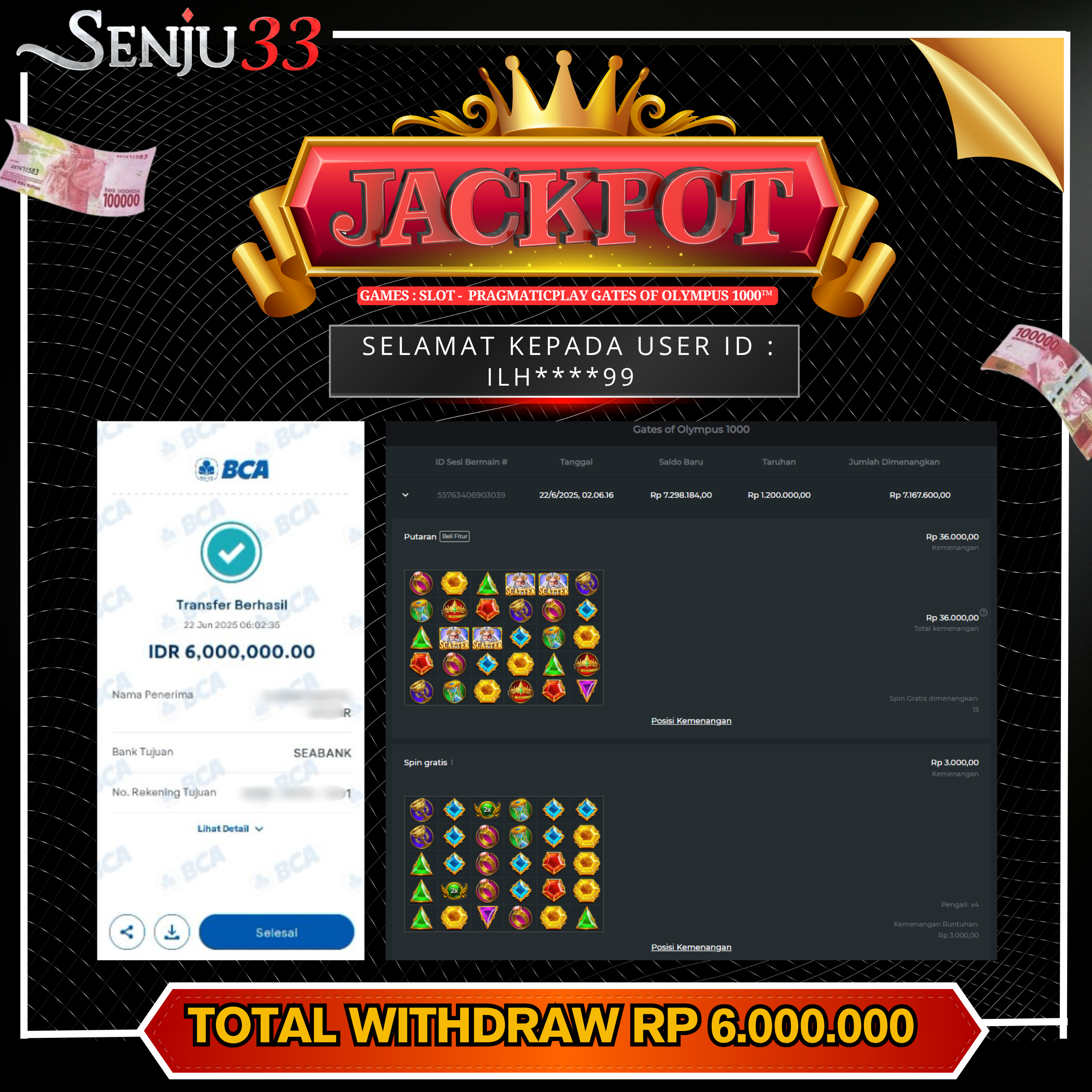 🎰 SENJU33 JACKPOT SLOT Rp. 6.000.000 LUNAS 🎉