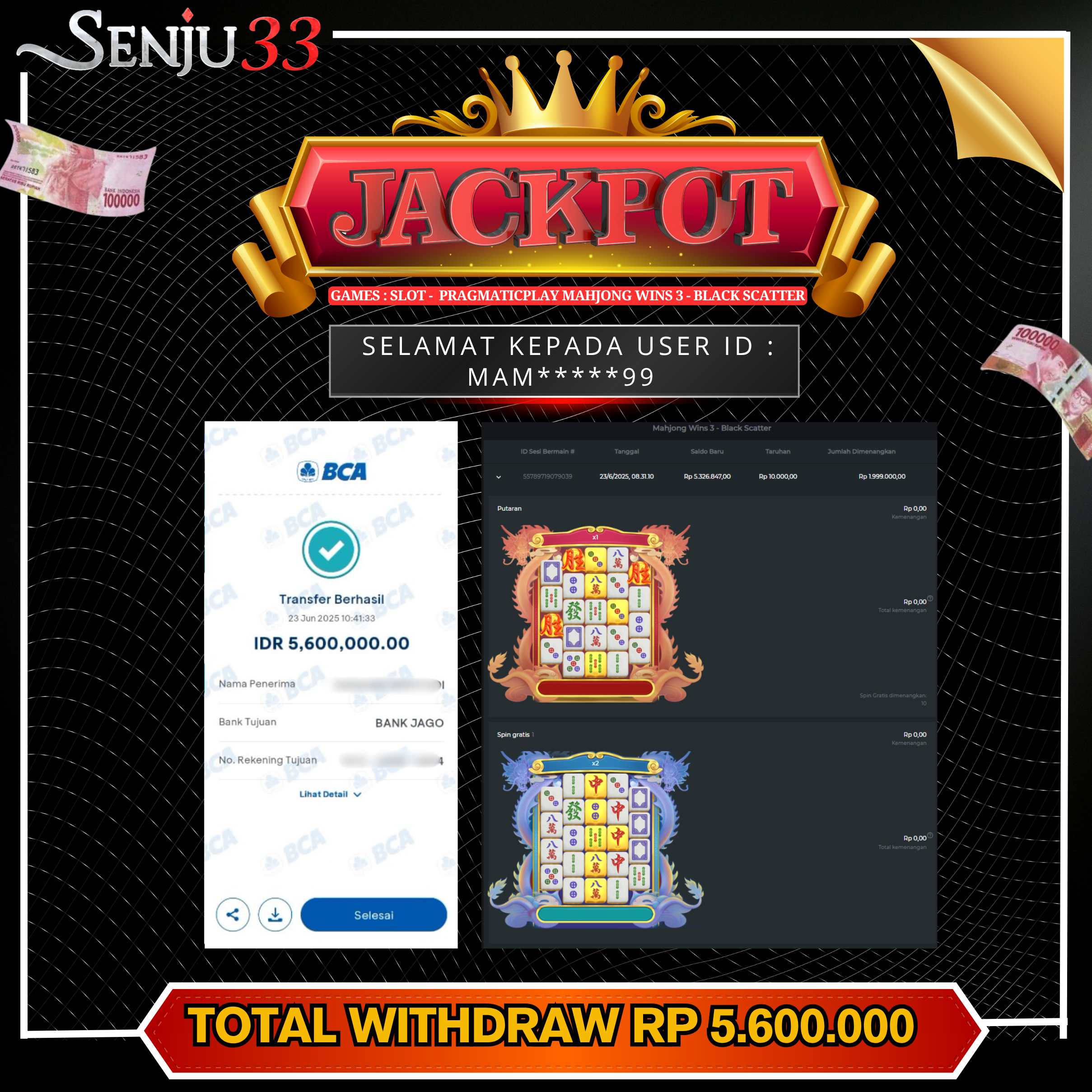 🎰 SENJU33 JACKPOT SLOT Rp. 5.600.000 LUNAS 🎉