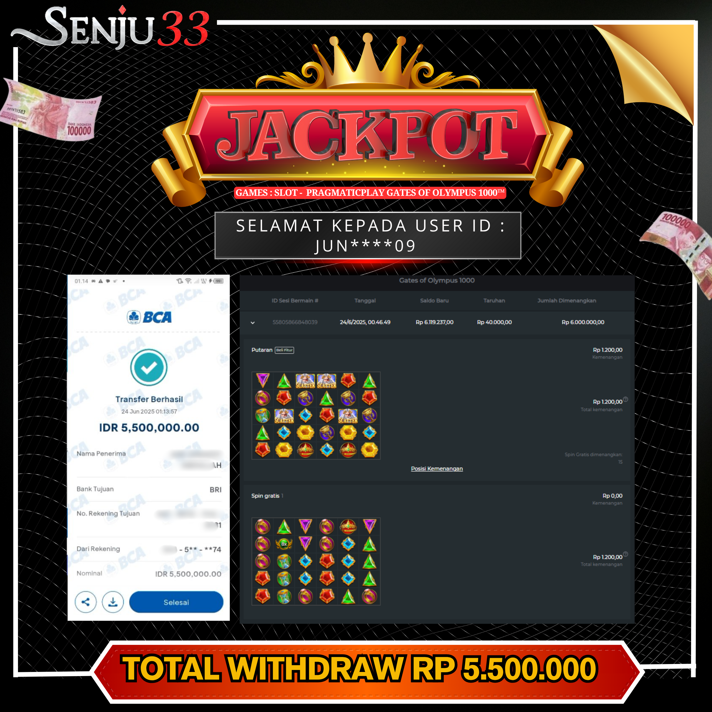 🎰 SENJU33 JACKPOT SLOT Rp. 5.500.000 LUNAS 🎉