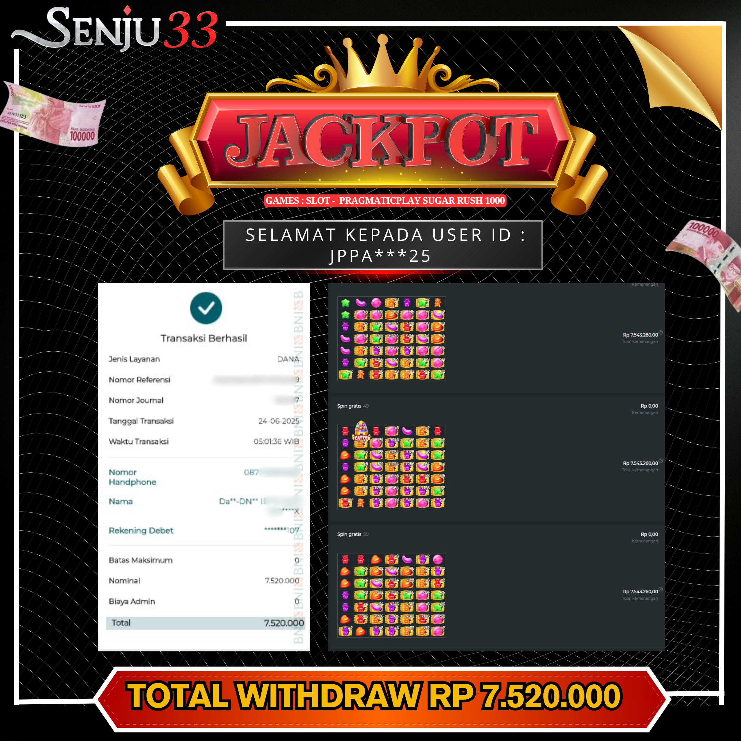 🎰 SENJU33 JACKPOT SLOT Rp. 7.520.000 LUNAS 🎉