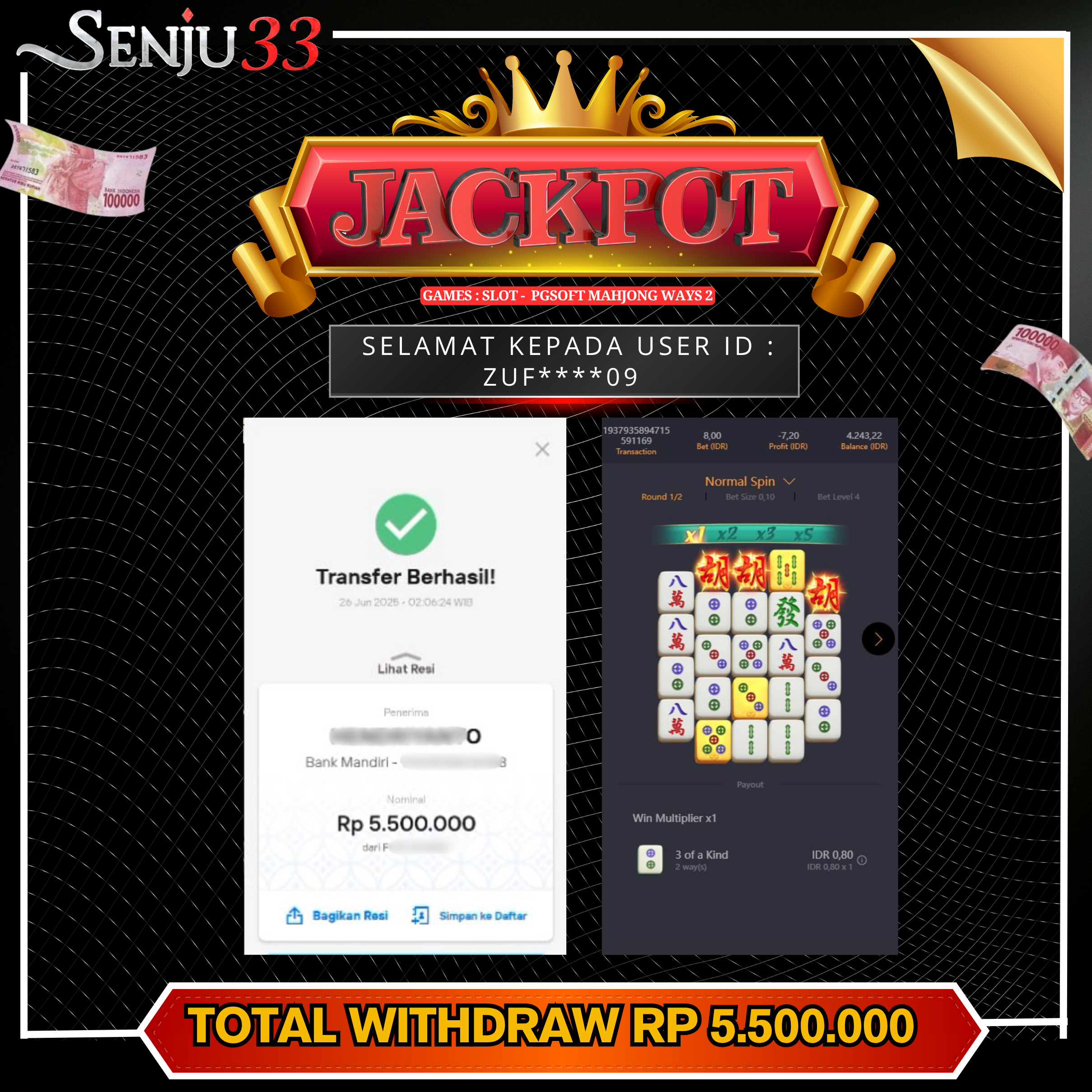 🎰 SENJU33 JACKPOT SLOT Rp. 5.500.000 LUNAS 🎉
