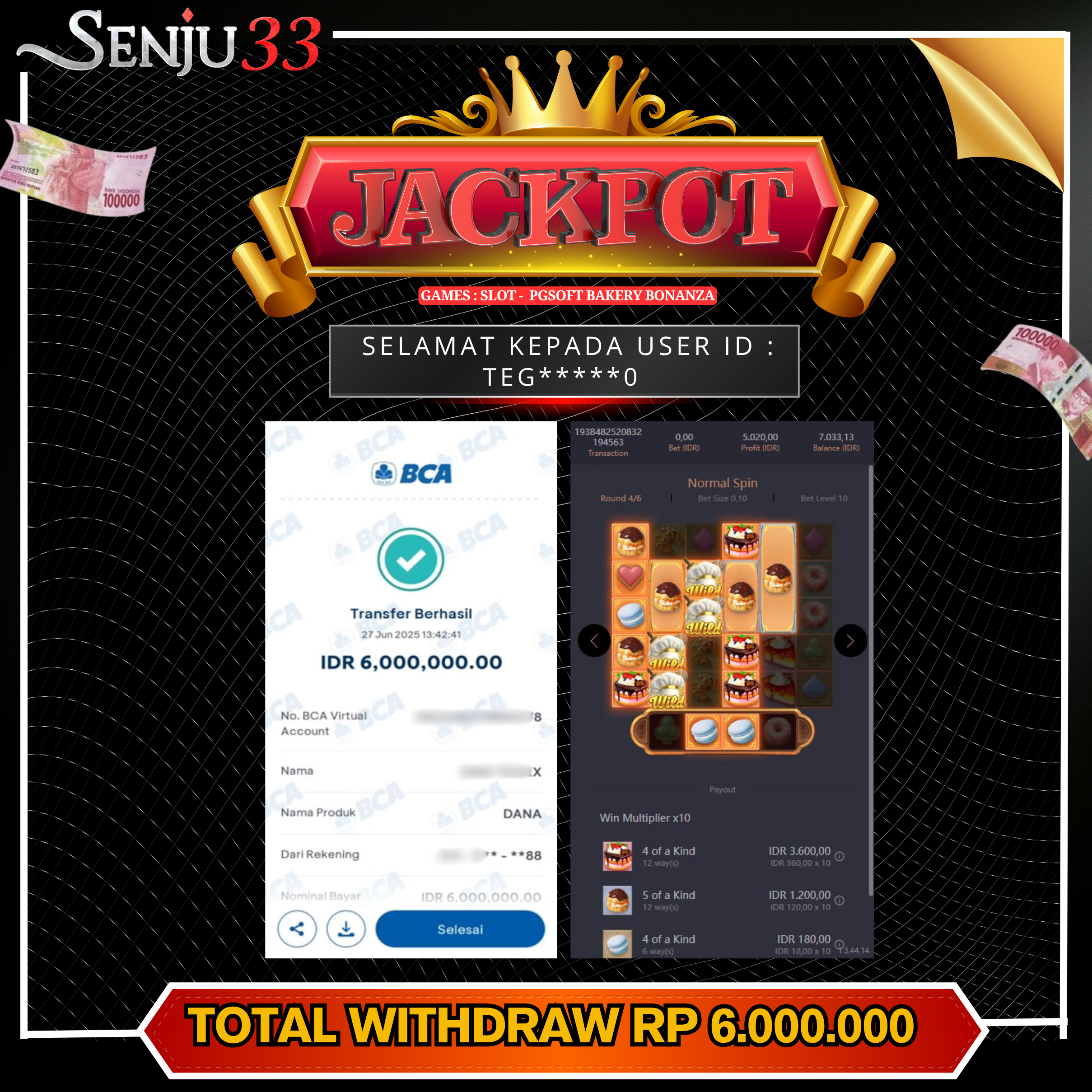 🎰 SENJU33 JACKPOT SLOT Rp. 6.000.000 LUNAS 🎉