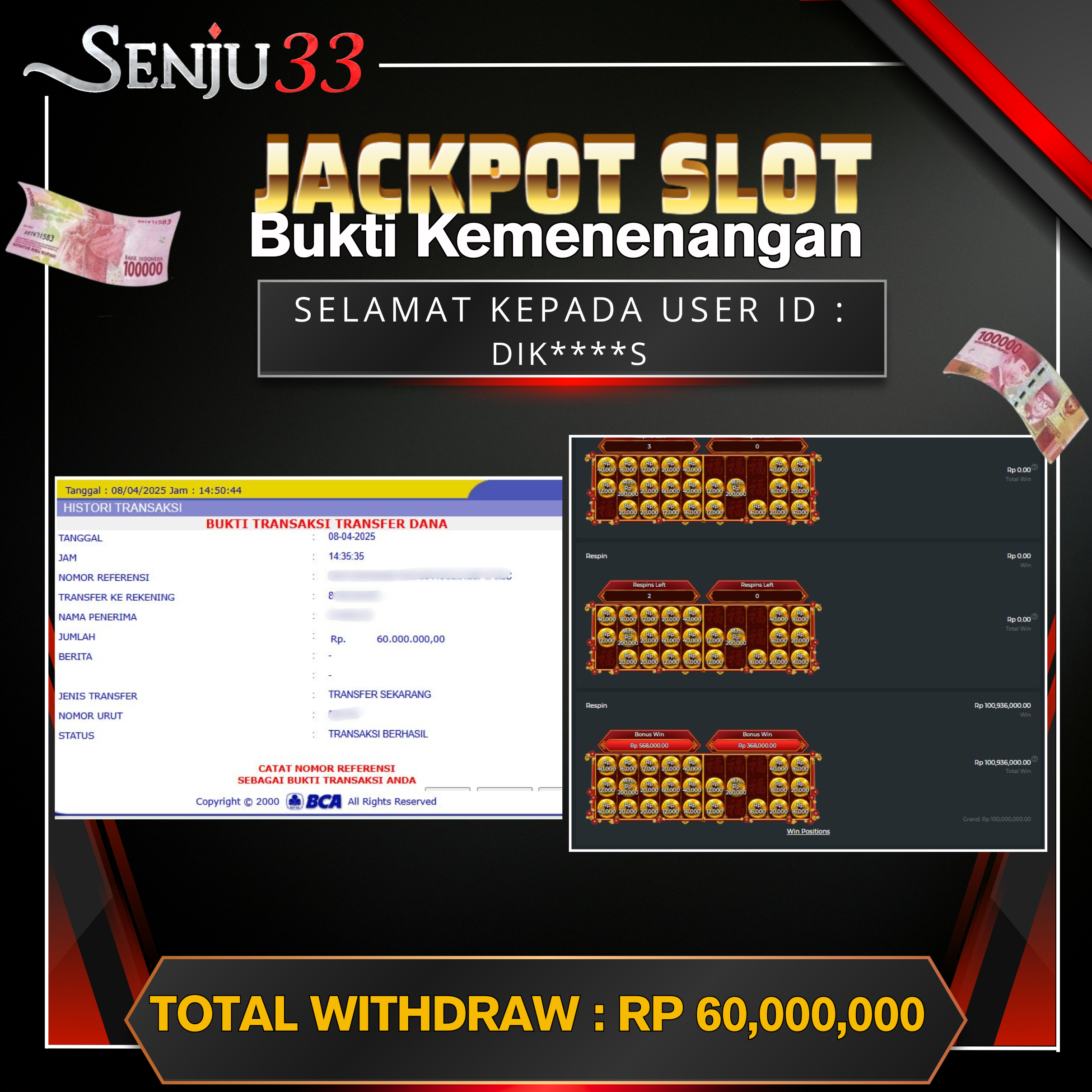 🎰 SENJU33 JACKPOT SLOT Rp. 60.000.000 LUNAS 🎉