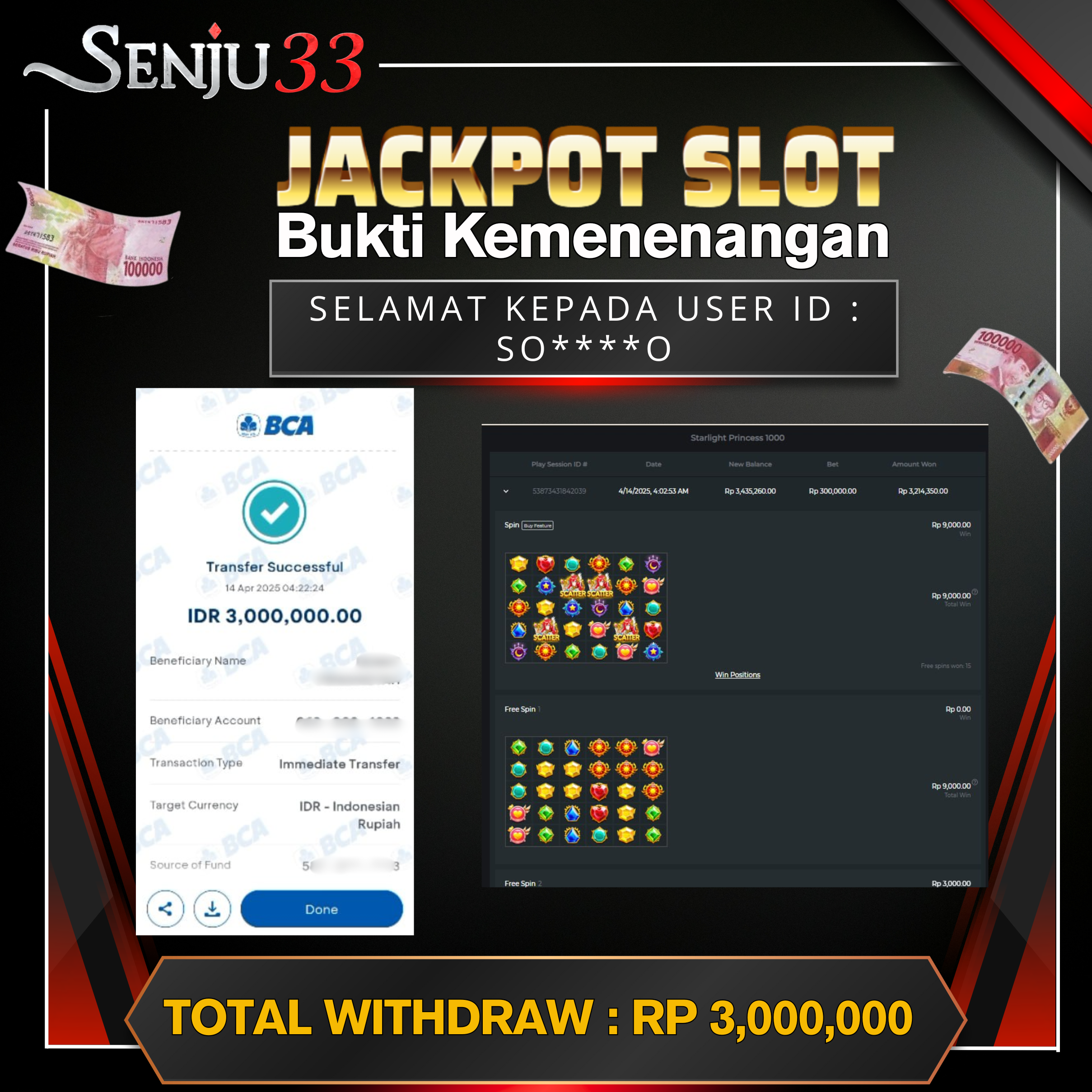 🎰 SENJU33 JACKPOT SLOT Rp. 3.000.000 LUNAS 🎉