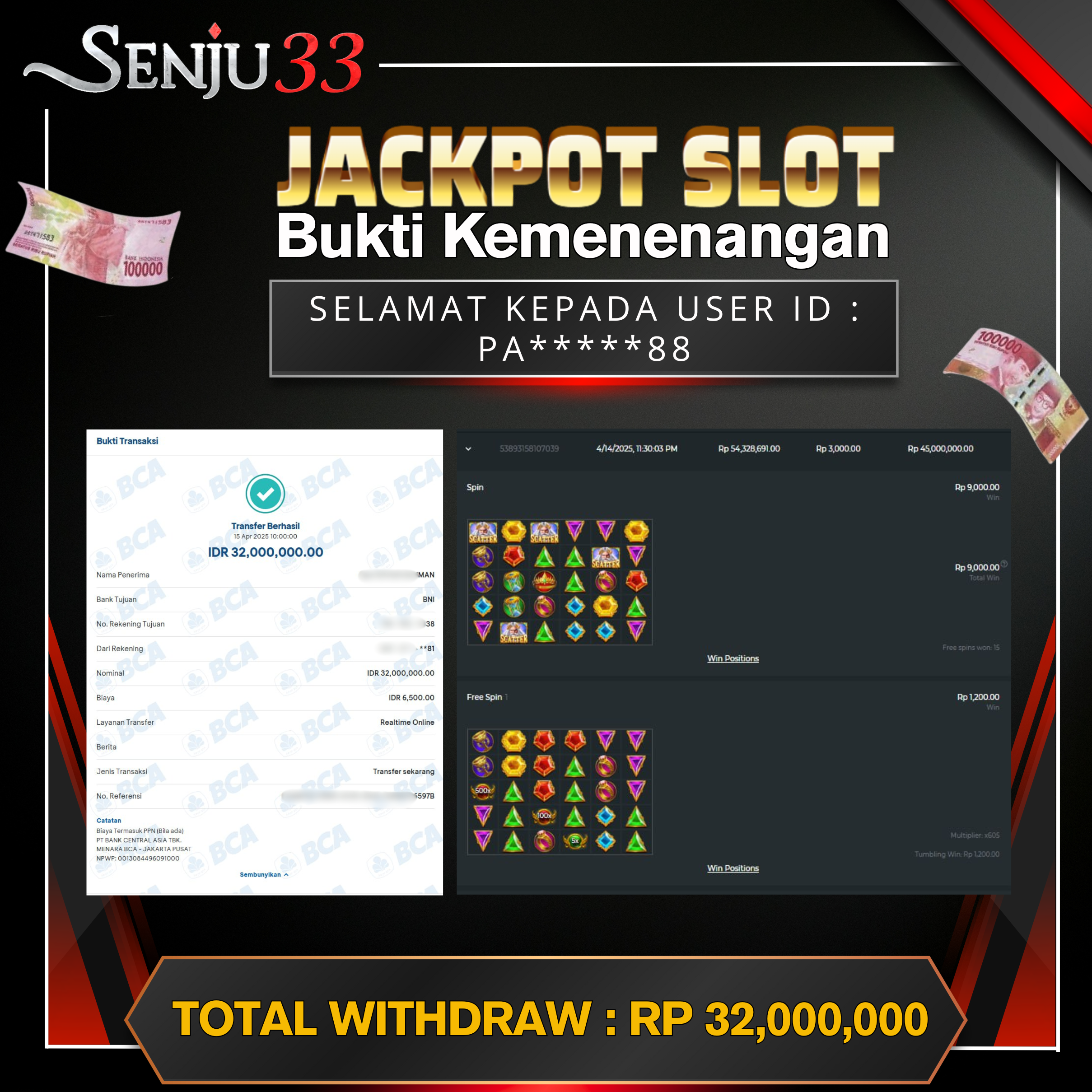 🎰 SENJU33 JACKPOT SLOT Rp. 32.000.000 LUNAS 🎉