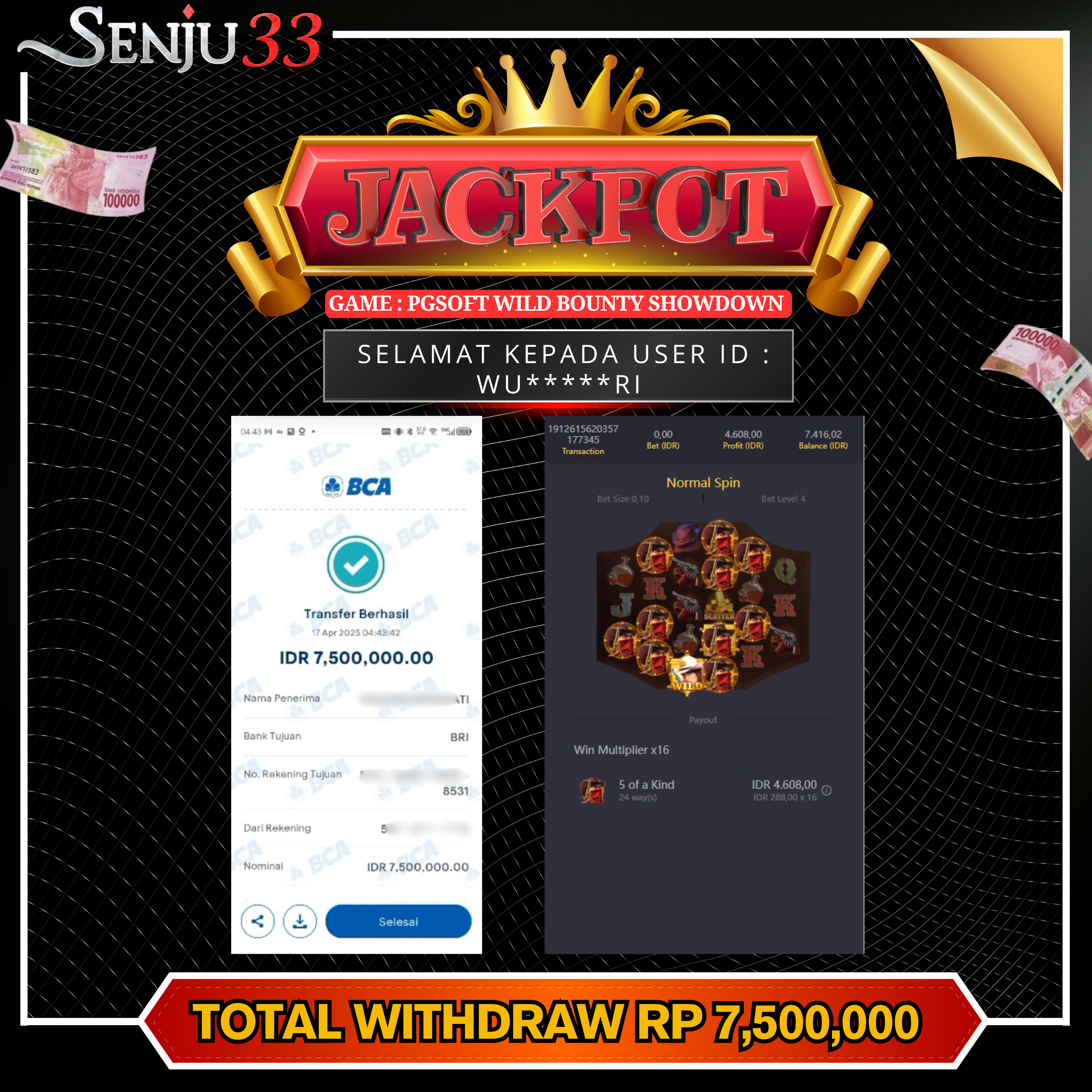 🎰 SENJU33 JACKPOT SLOT Rp. 7.500.000 LUNAS 🎉