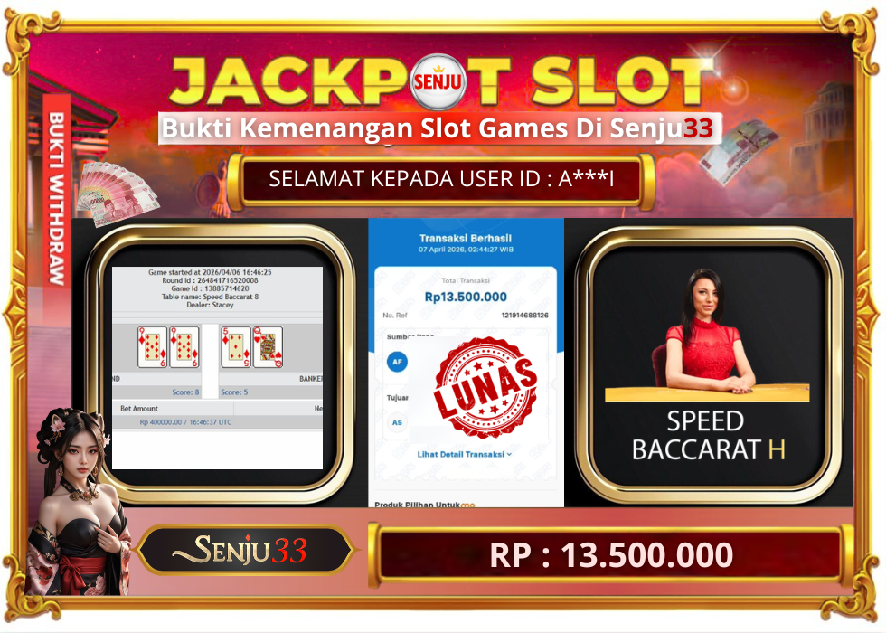 🎰 SENJU33 JACKPOT SLOT Rp. 13.500.000 LUNAS 🎉