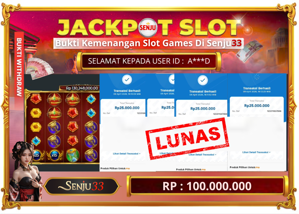 🎰 SENJU33 JACKPOT SLOT Rp. 100.000.000 LUNAS 🎉