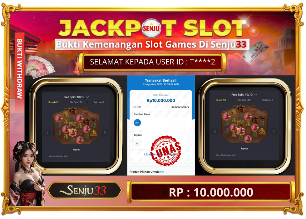 🎰 SENJU33 JACKPOT SLOT Rp. 10.000.000 LUNAS 🎉
