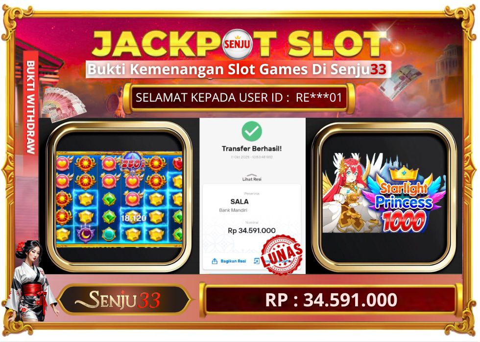 🎰 SENJU33 JACKPOT SLOT Rp. 34.591.000 LUNAS 🎉